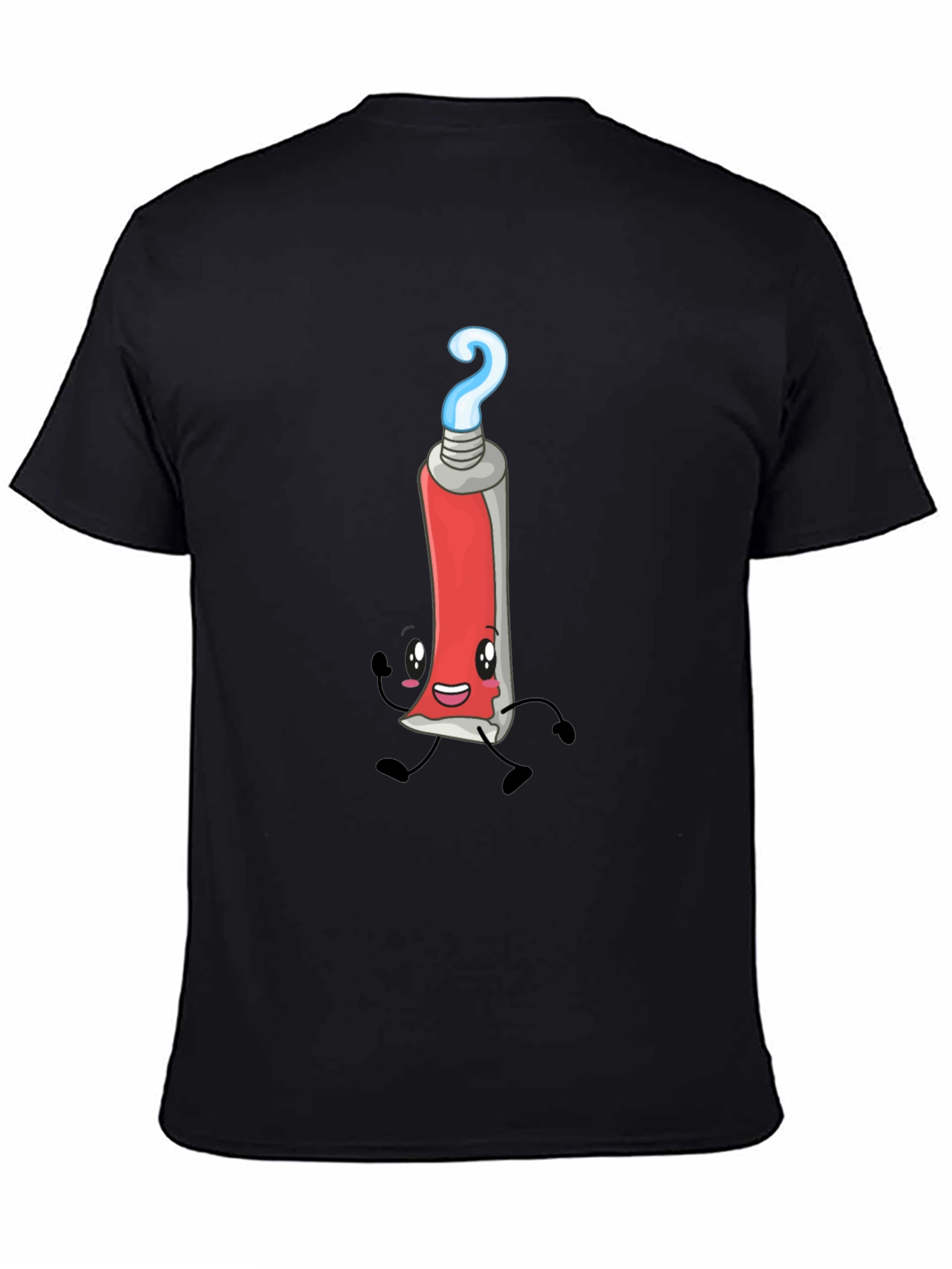 Cartoon Toothpaste Tube Graphic Tee - Black T-Shirt