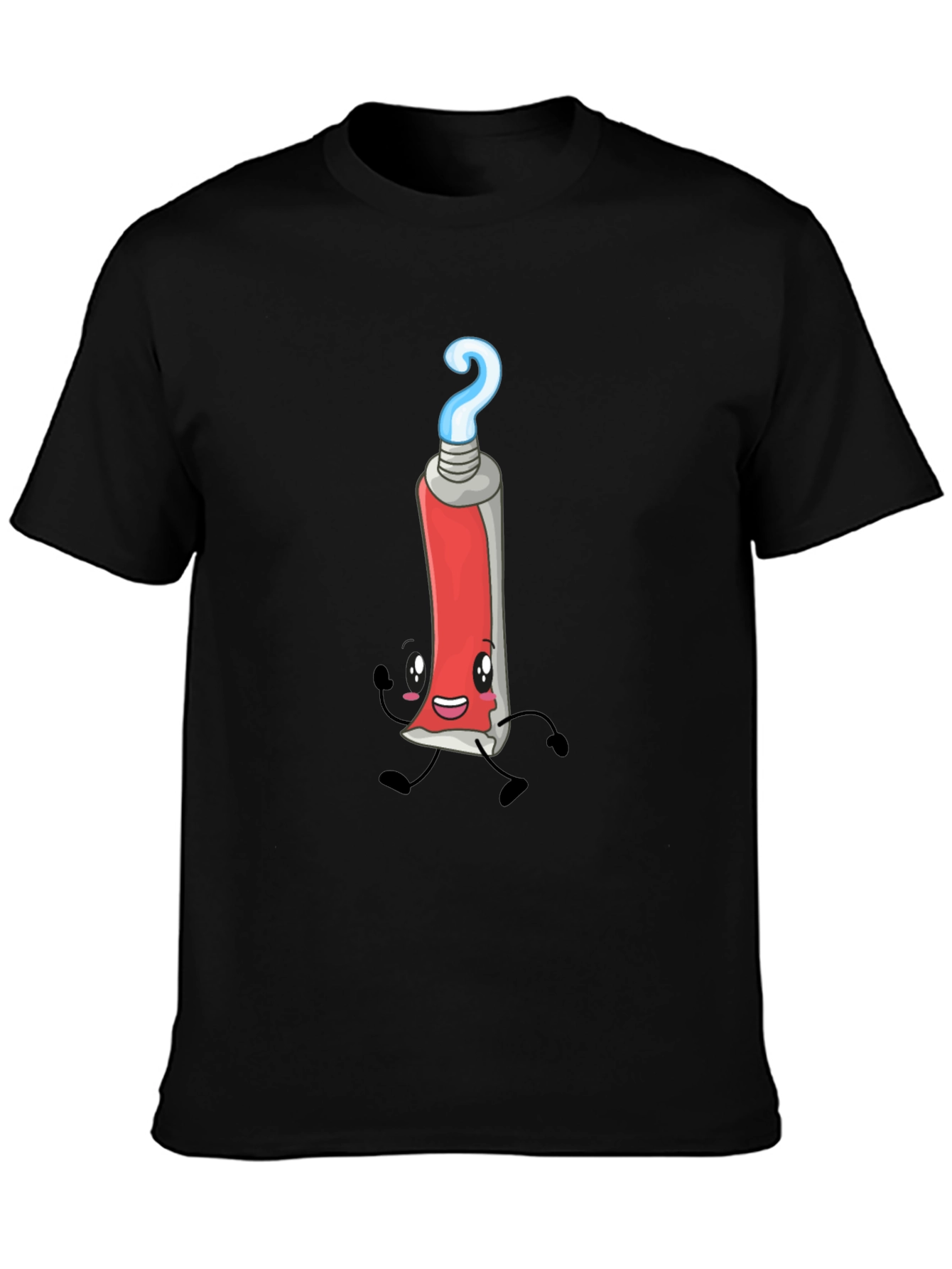 Cartoon Toothpaste Tube Graphic Tee - Black T-Shirt