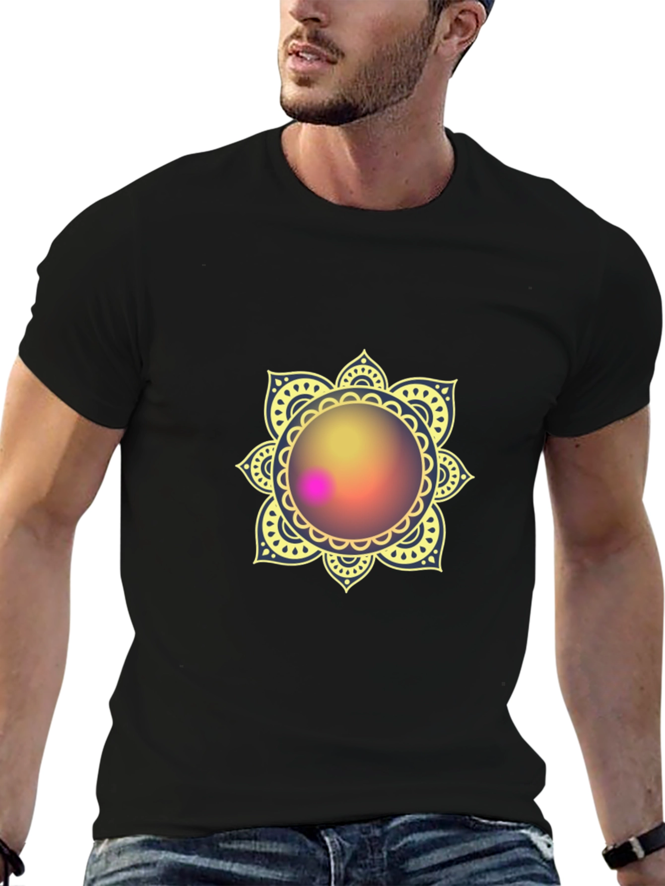 Mandala Print Black T-Shirt - Stylish & Comfortable