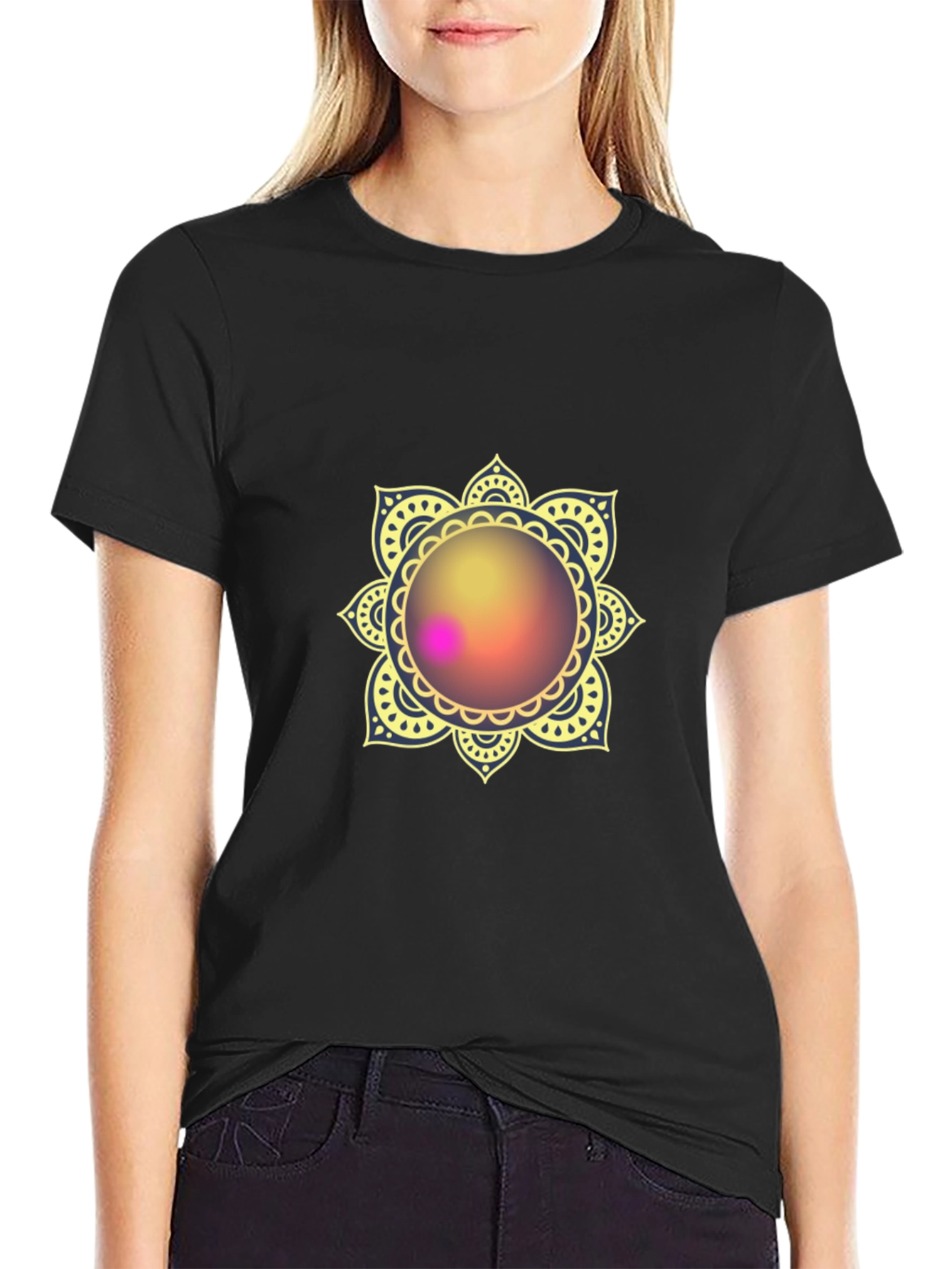 Mandala Print Black T-Shirt - Stylish & Comfortable