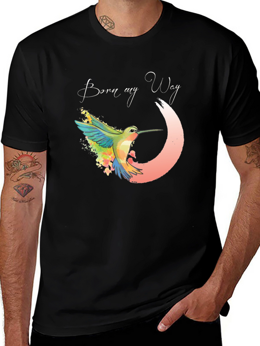 Born My Way T-Shirt - Watercolor Hummingbird Tee