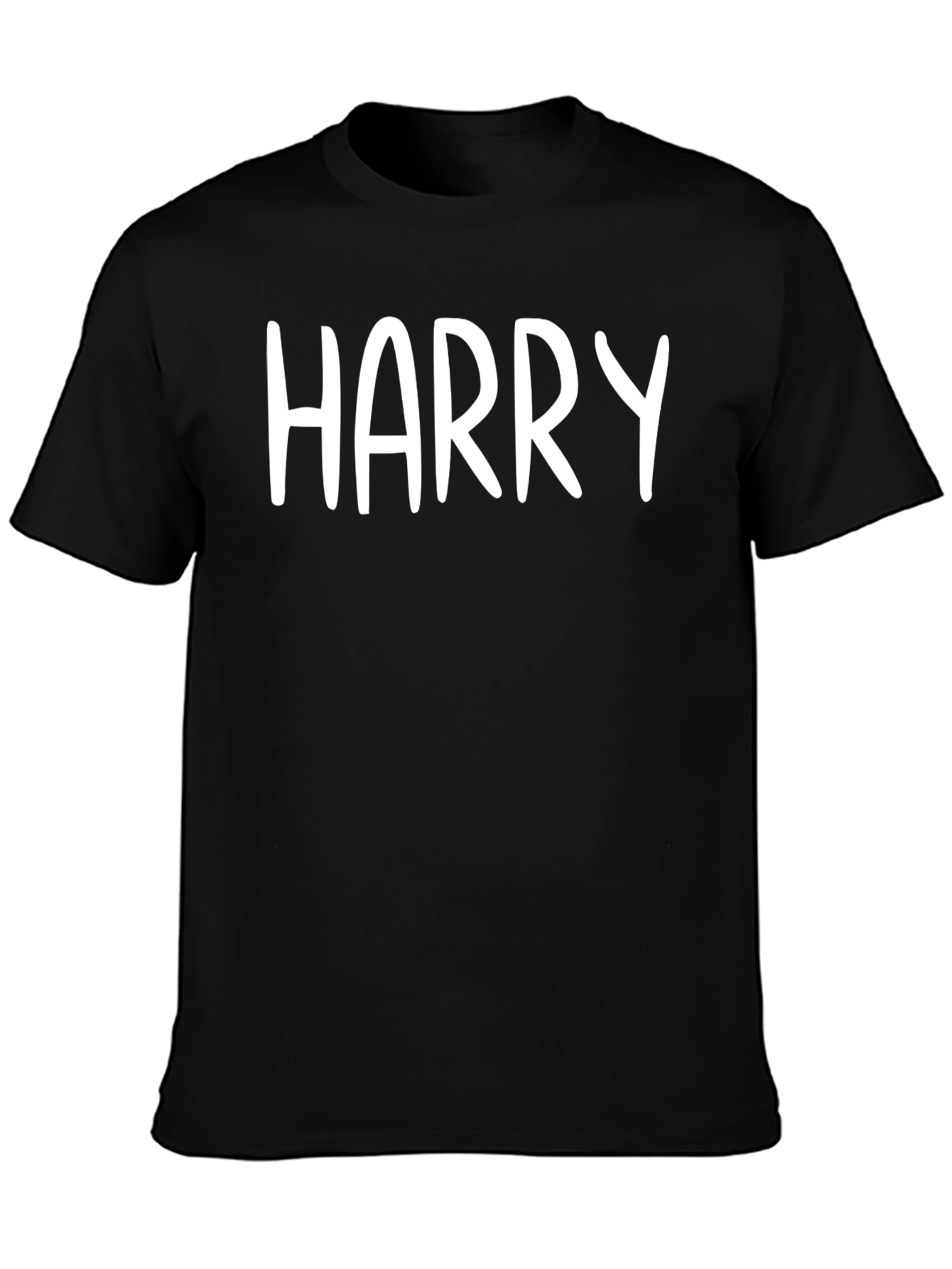 Personalized Harry White Text Black Cotton T-Shirt