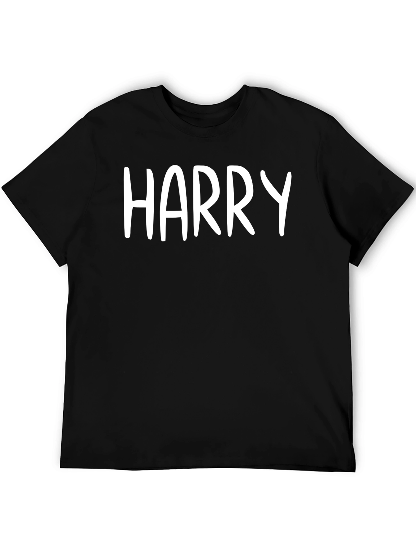 Personalized Harry White Text Black Cotton T-Shirt