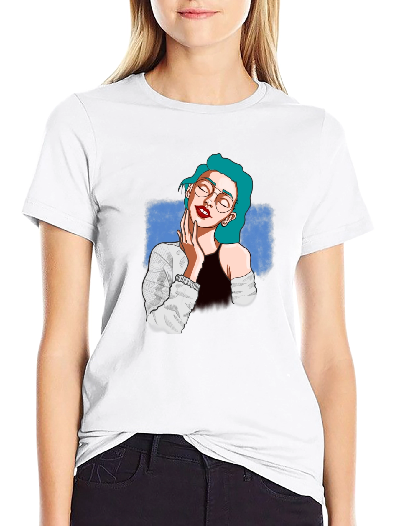 Stylish Black T-Shirt with Woman Graphic