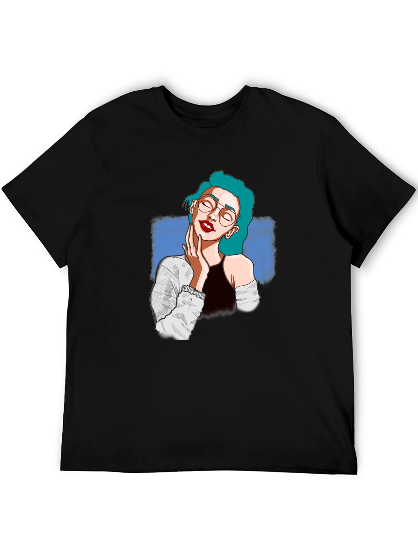 Stylish Black T-Shirt with Woman Graphic