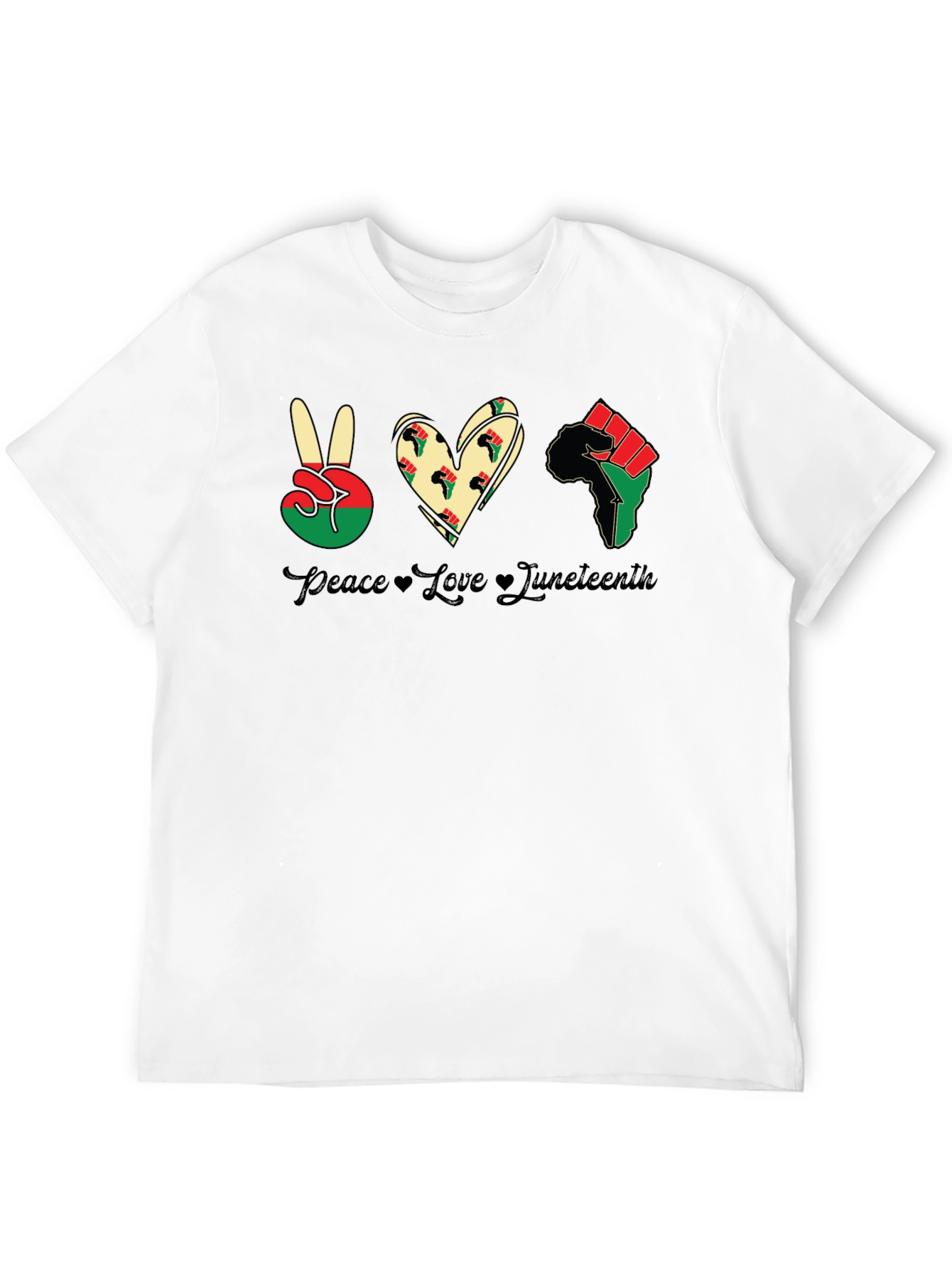 Juneteenth Peace Love Fist Black T-Shirt