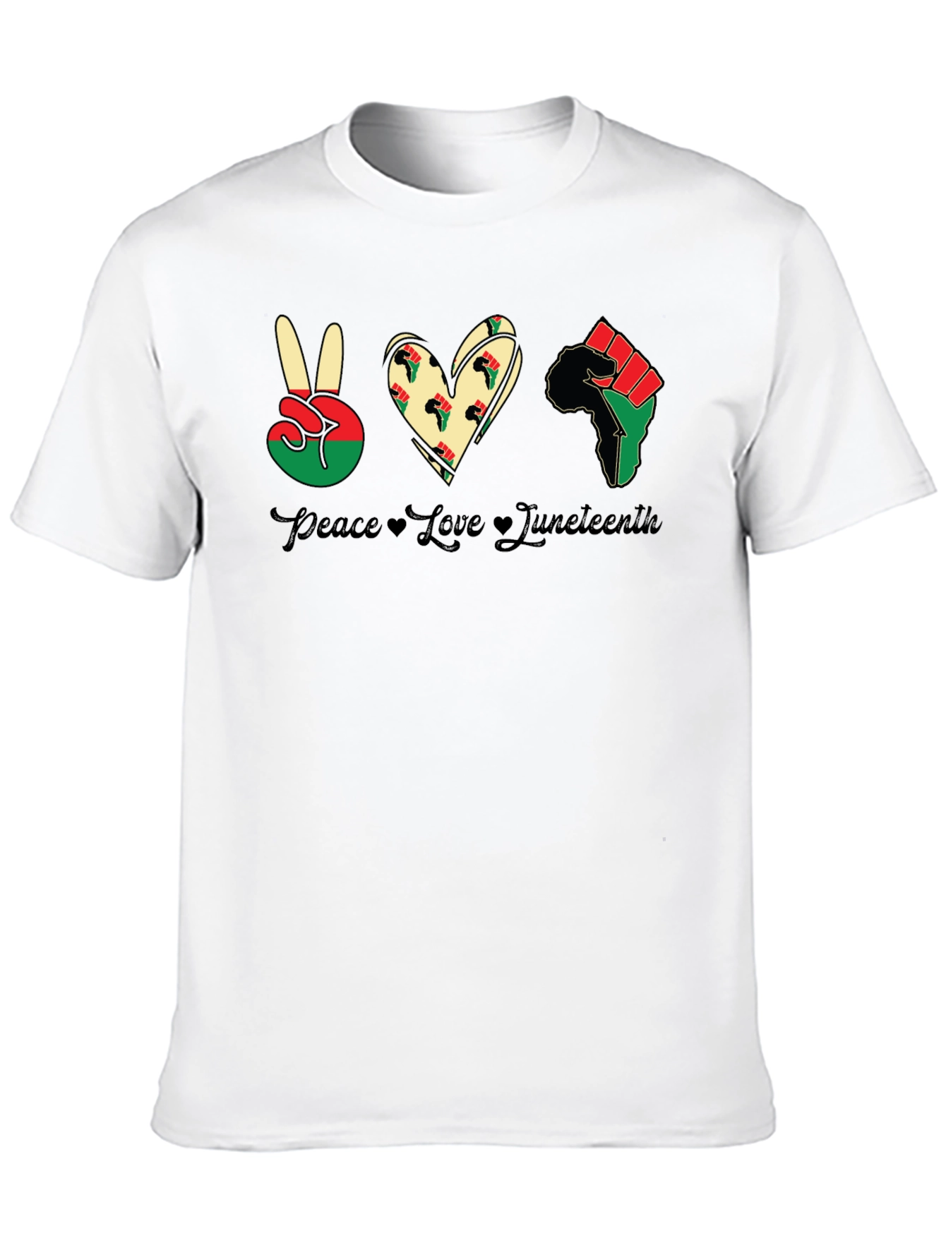 Juneteenth Peace Love Fist Black T-Shirt