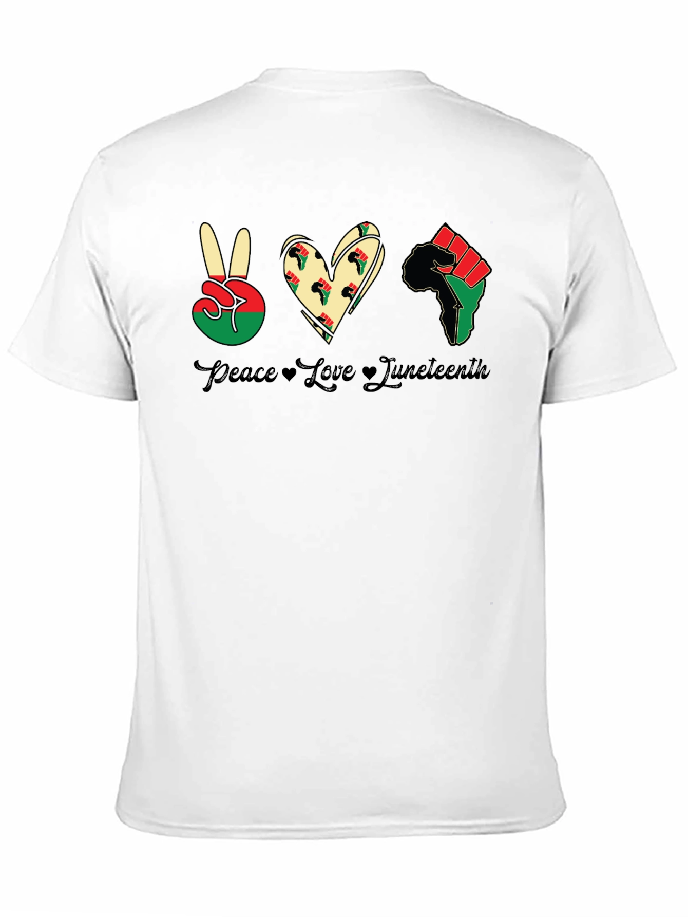 Juneteenth Peace Love Fist Black T-Shirt