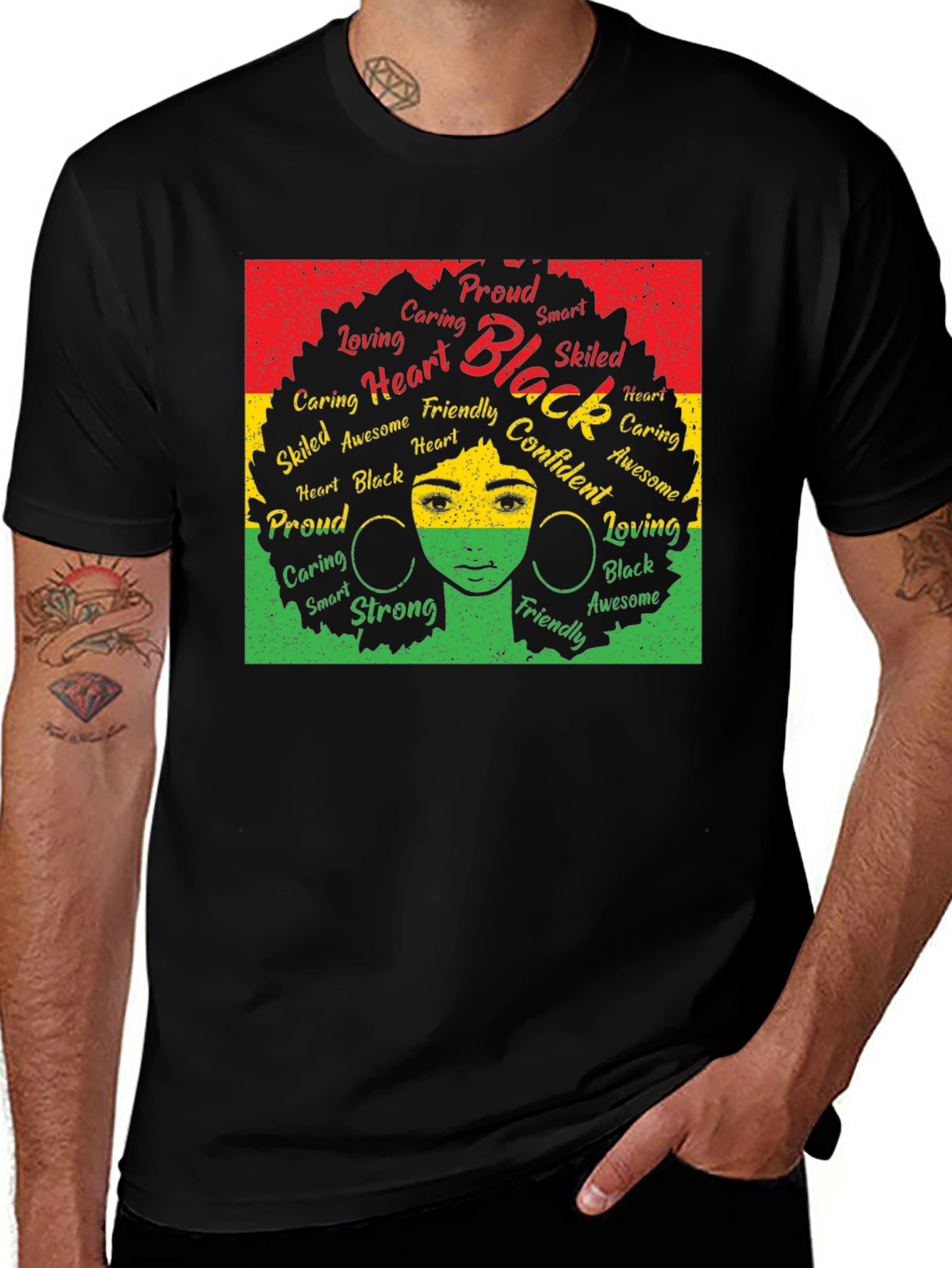 Black Pride Afro Word Art T-Shirt