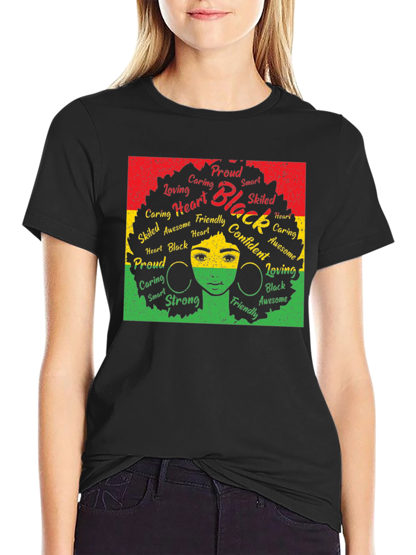 Black Pride Afro Word Art T-Shirt