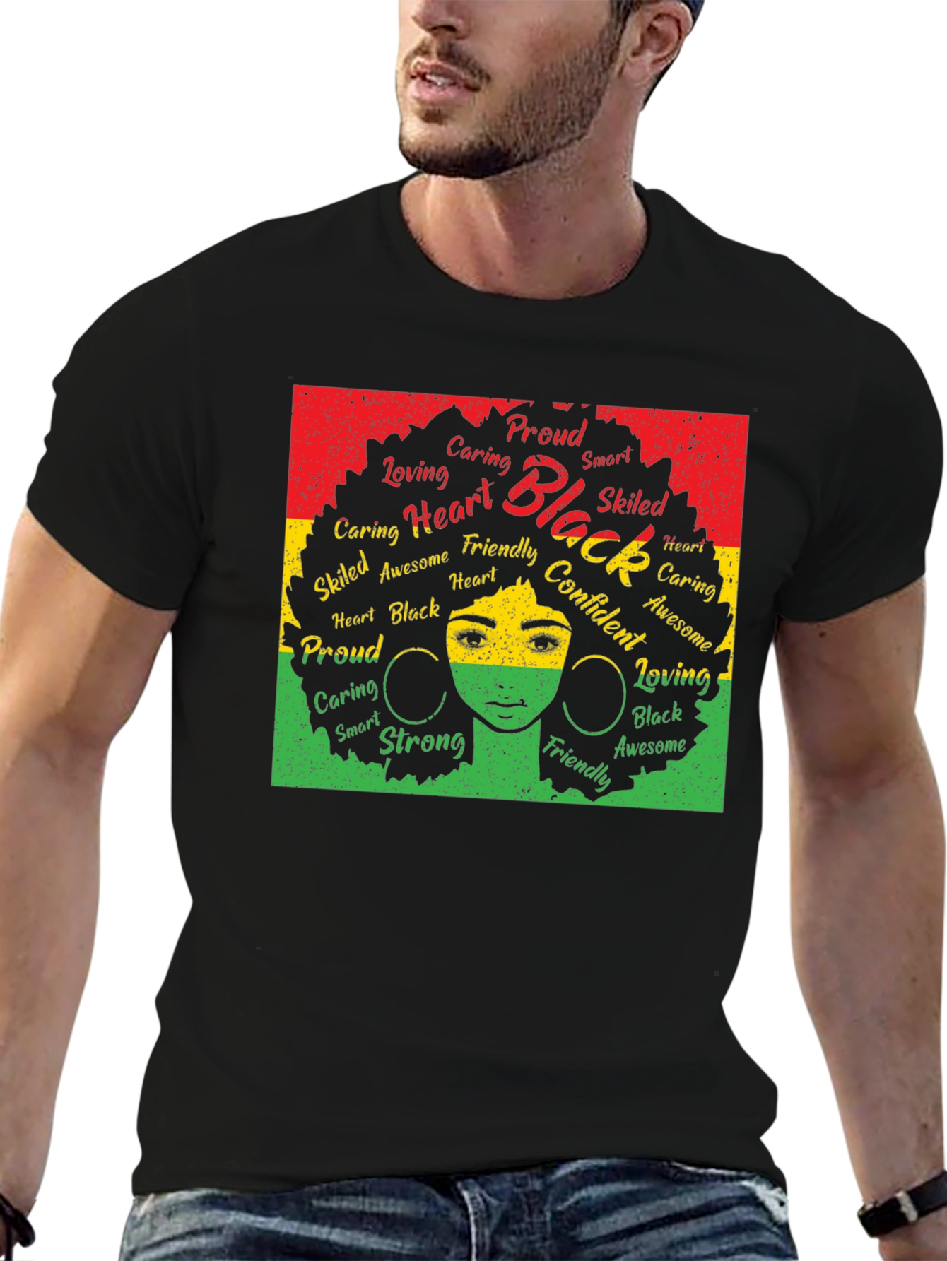Black Pride Afro Word Art T-Shirt