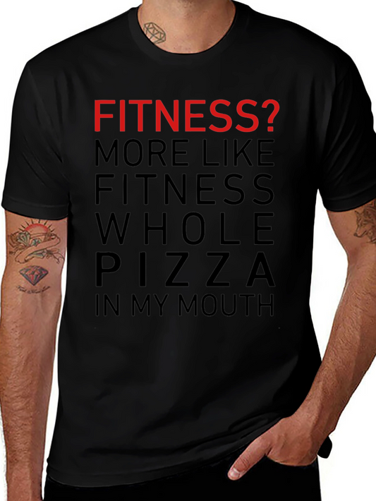 Funny Fitness Pizza Graphic T-Shirt
