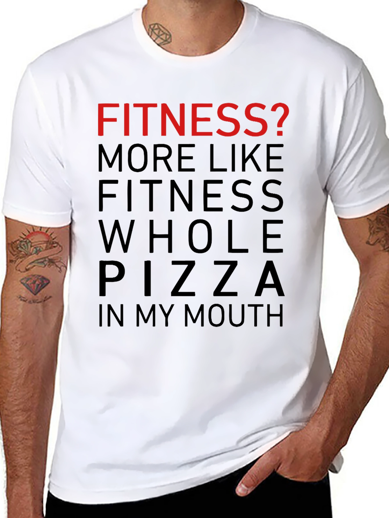 Funny Fitness Pizza Graphic T-Shirt