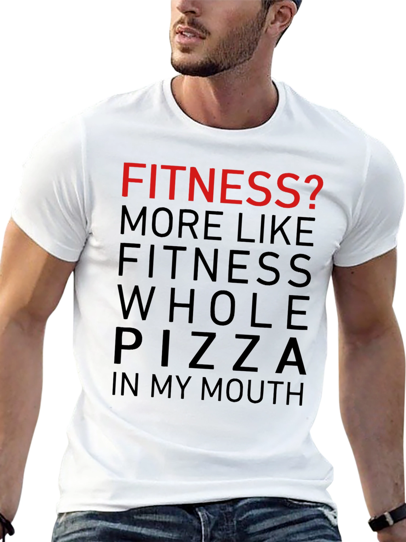 Funny Fitness Pizza Graphic T-Shirt