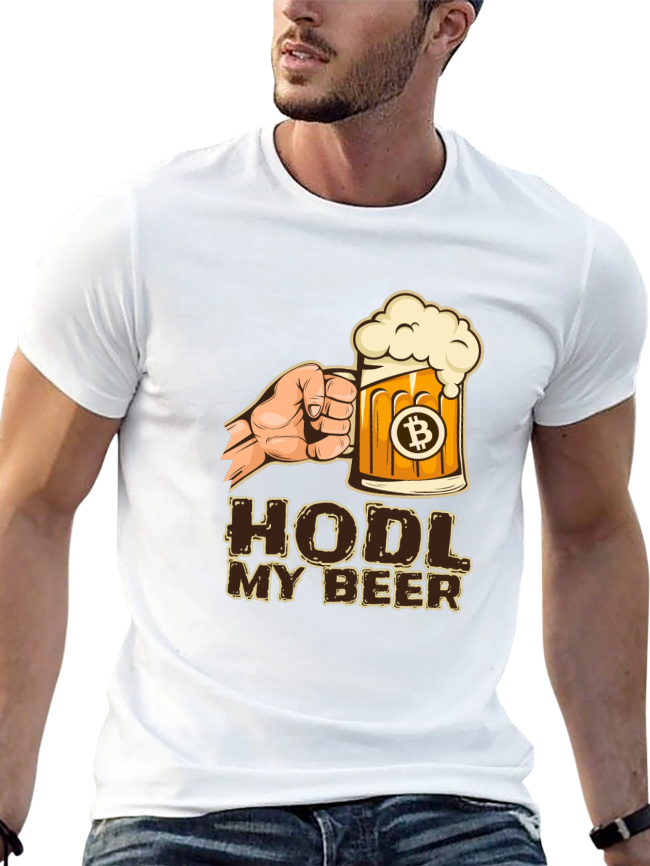 HODL My Beer Bitcoin Graphic T-Shirt