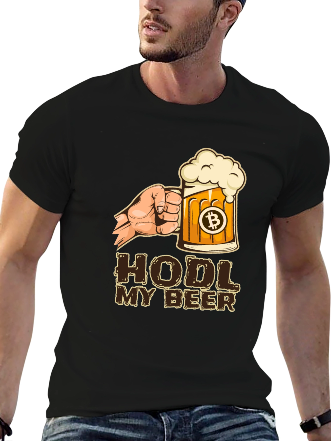 HODL My Beer Bitcoin Graphic T-Shirt