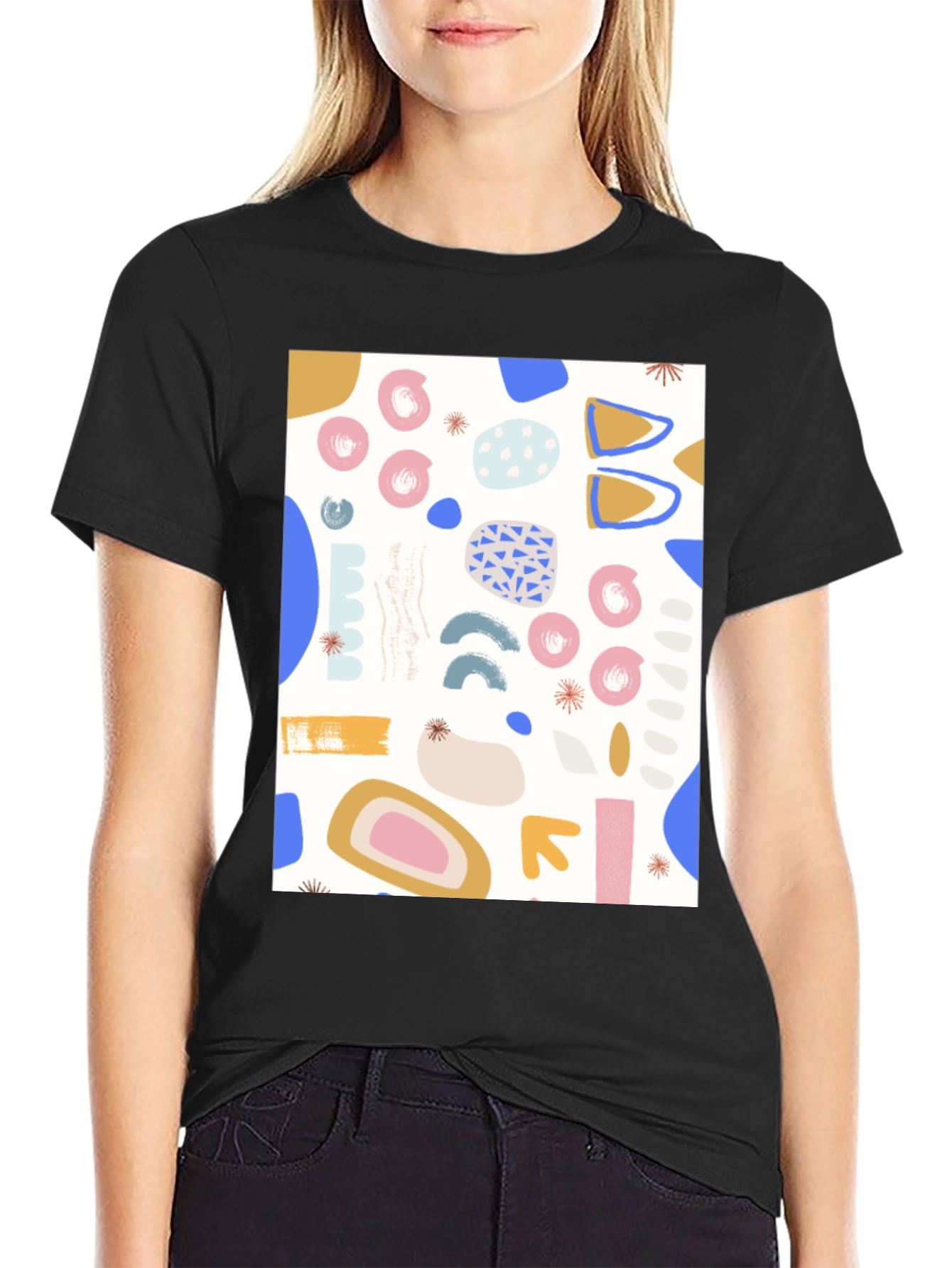 Abstract Pattern Crew Neck T-Shirt - Modern Art Tee