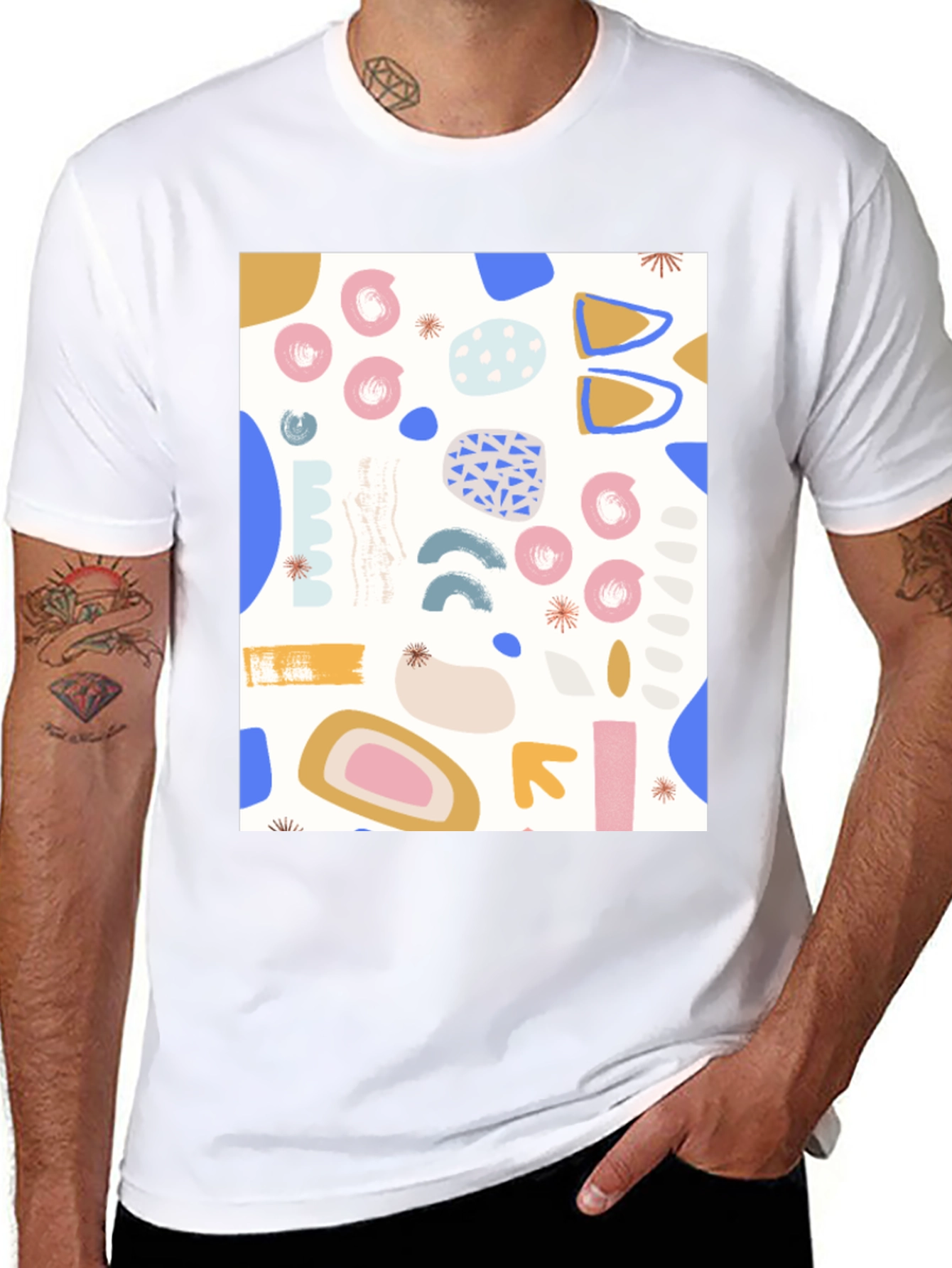 Abstract Pattern Crew Neck T-Shirt - Modern Art Tee