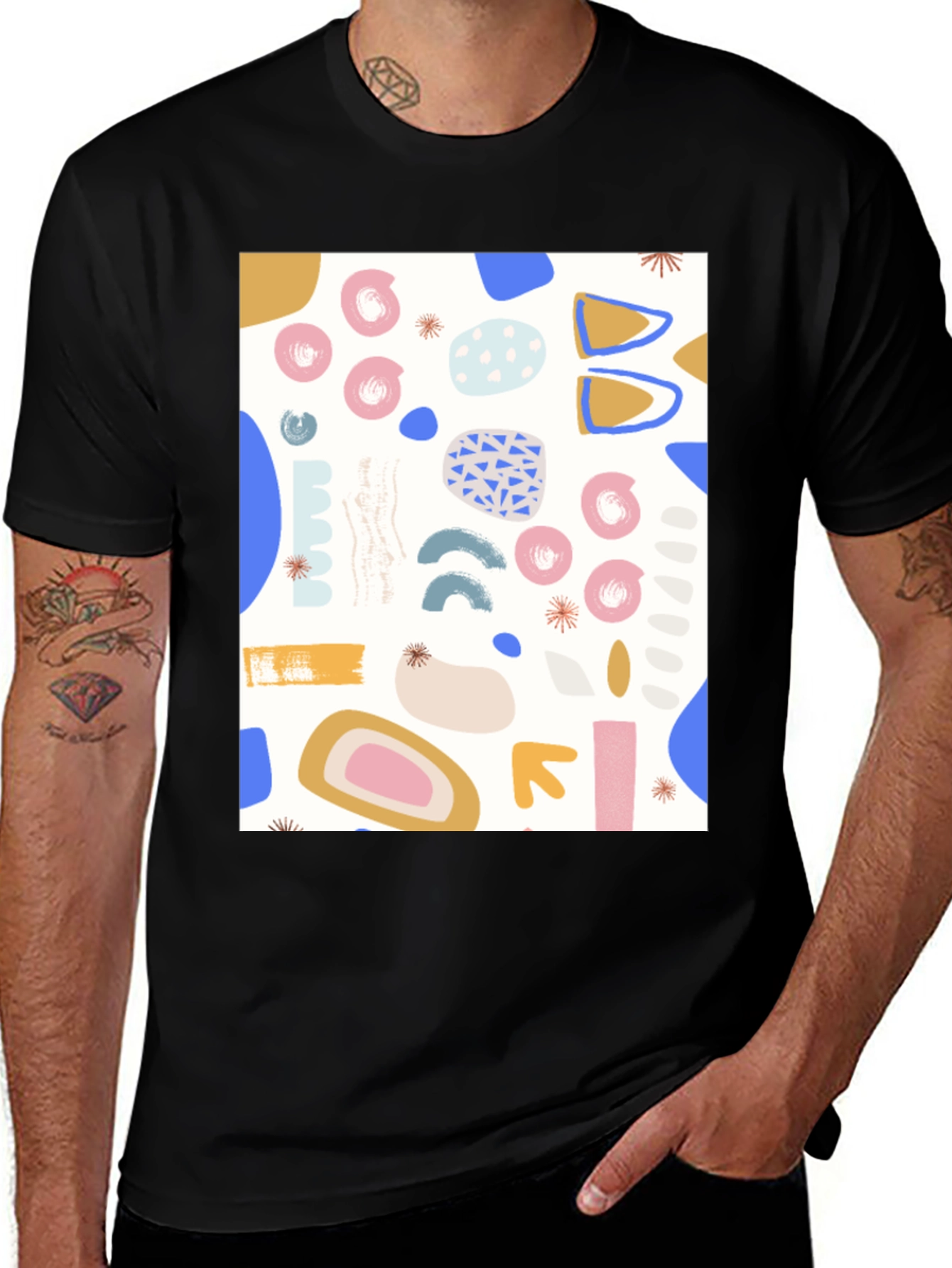 Abstract Pattern Crew Neck T-Shirt - Modern Art Tee