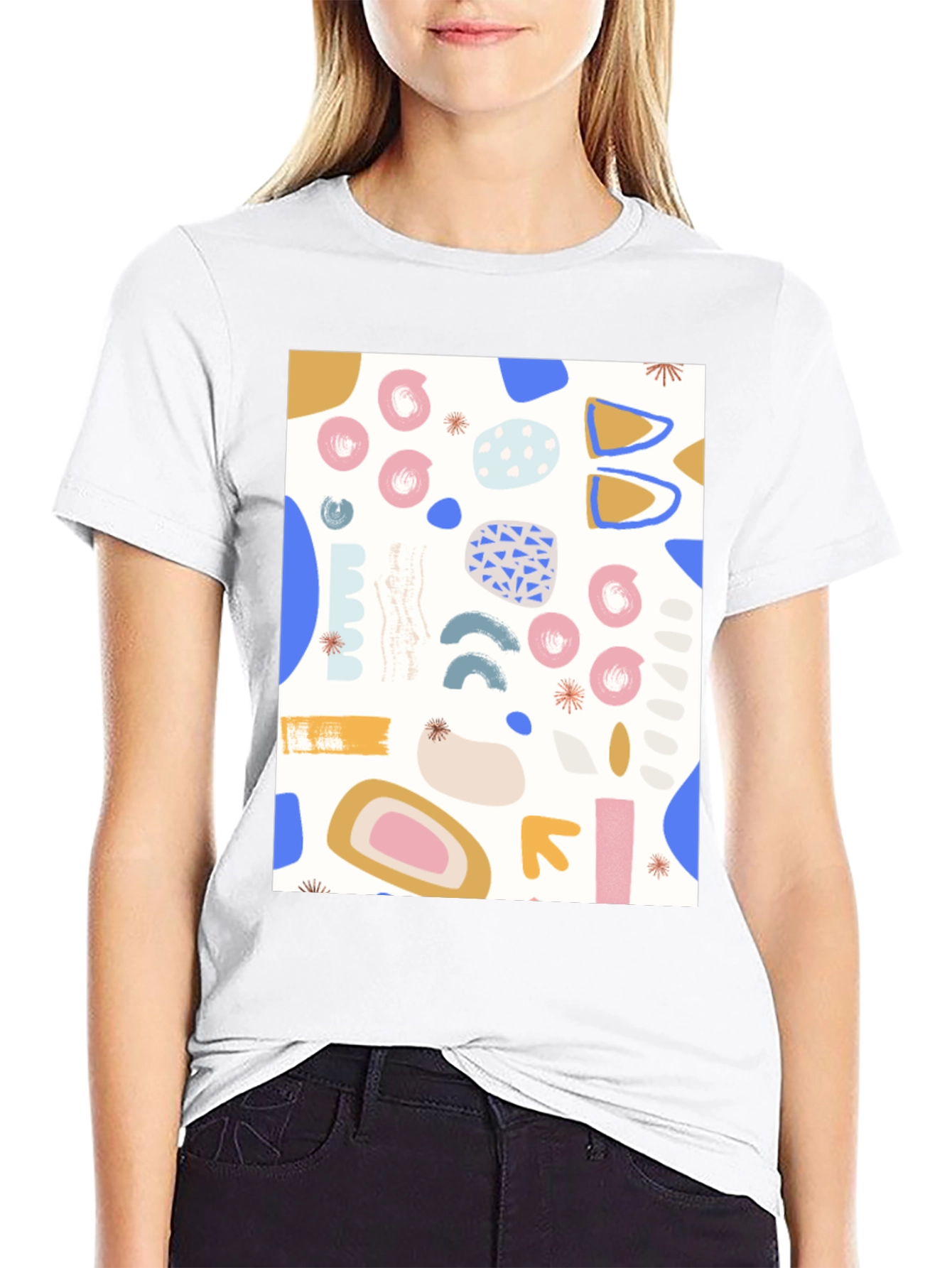 Abstract Pattern Crew Neck T-Shirt - Modern Art Tee