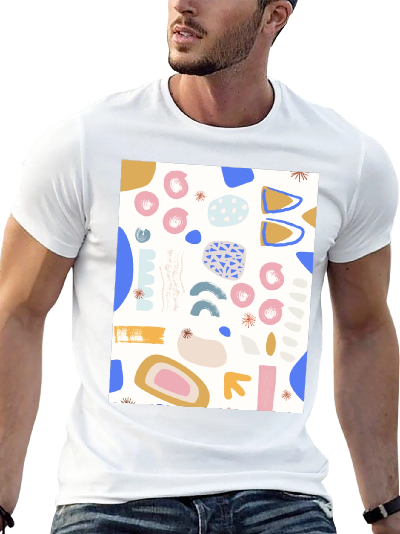 Abstract Pattern Crew Neck T-Shirt - Modern Art Tee