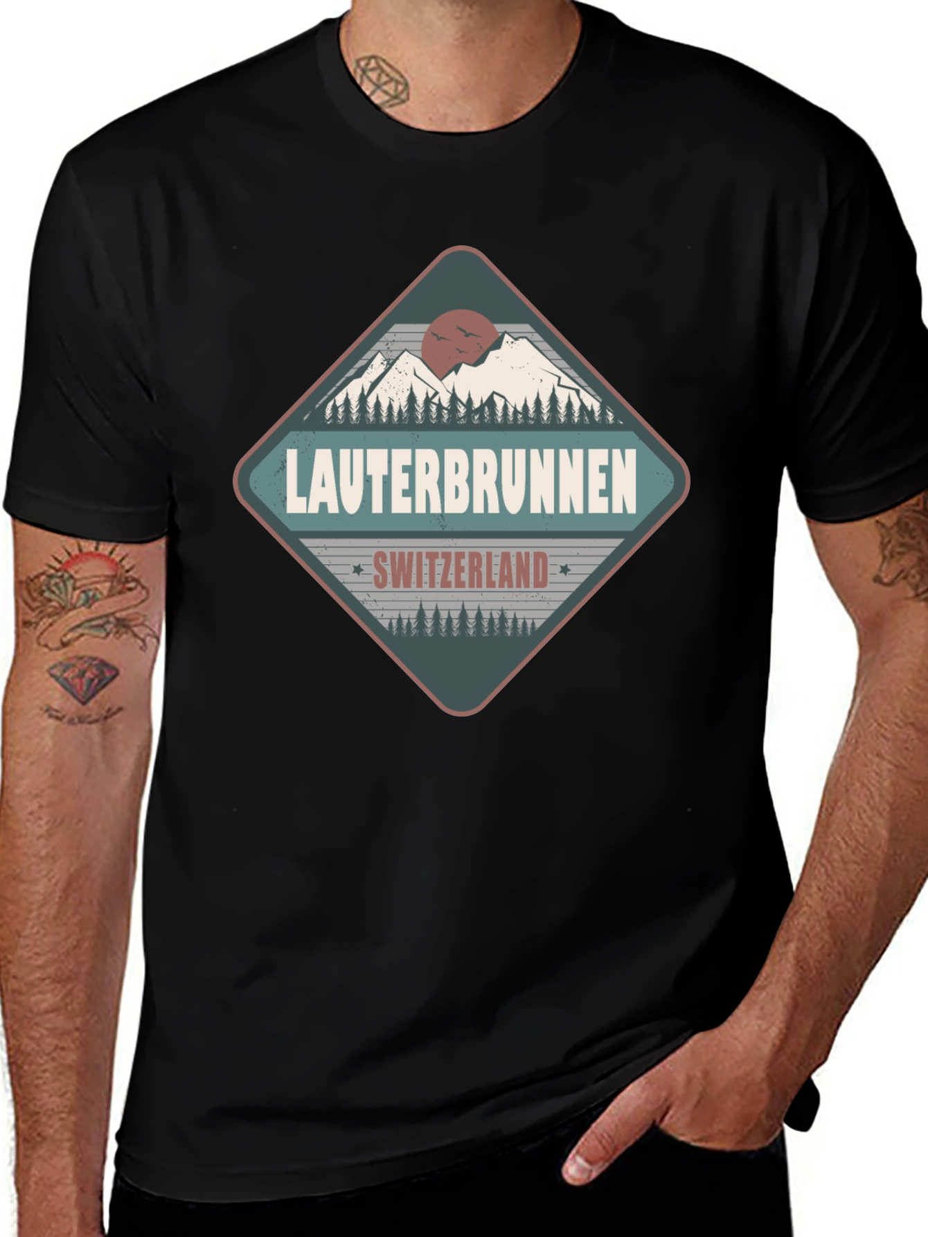 Lauterbrunnen Switzerland Black Graphic Tee