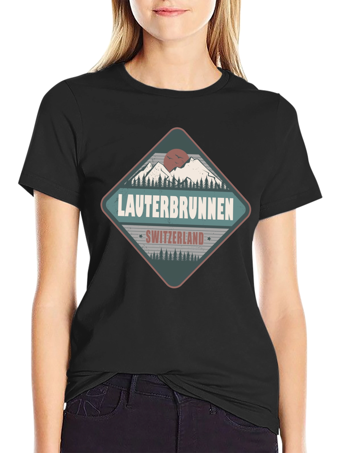 Lauterbrunnen Switzerland Black Graphic Tee