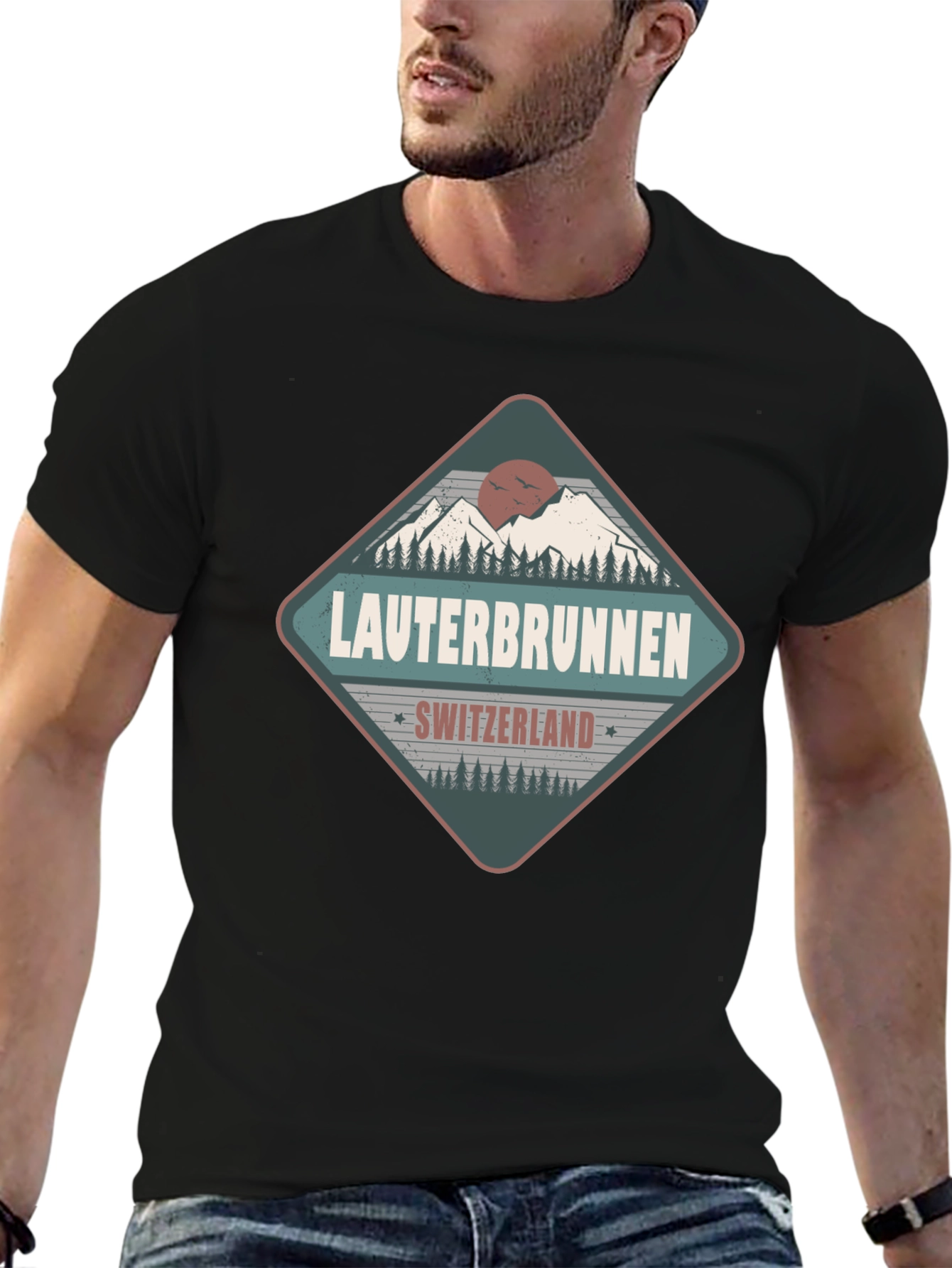 Lauterbrunnen Switzerland Black Graphic Tee