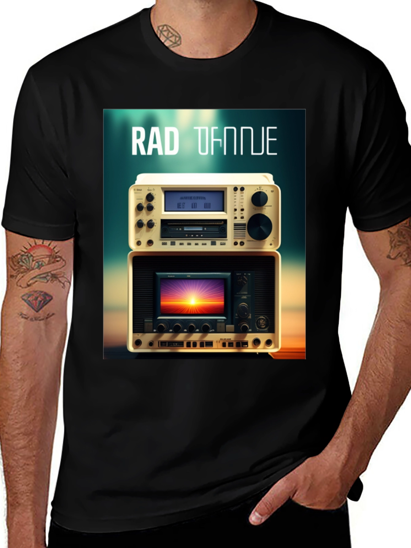 Retro Radio and Sunset T-Shirt