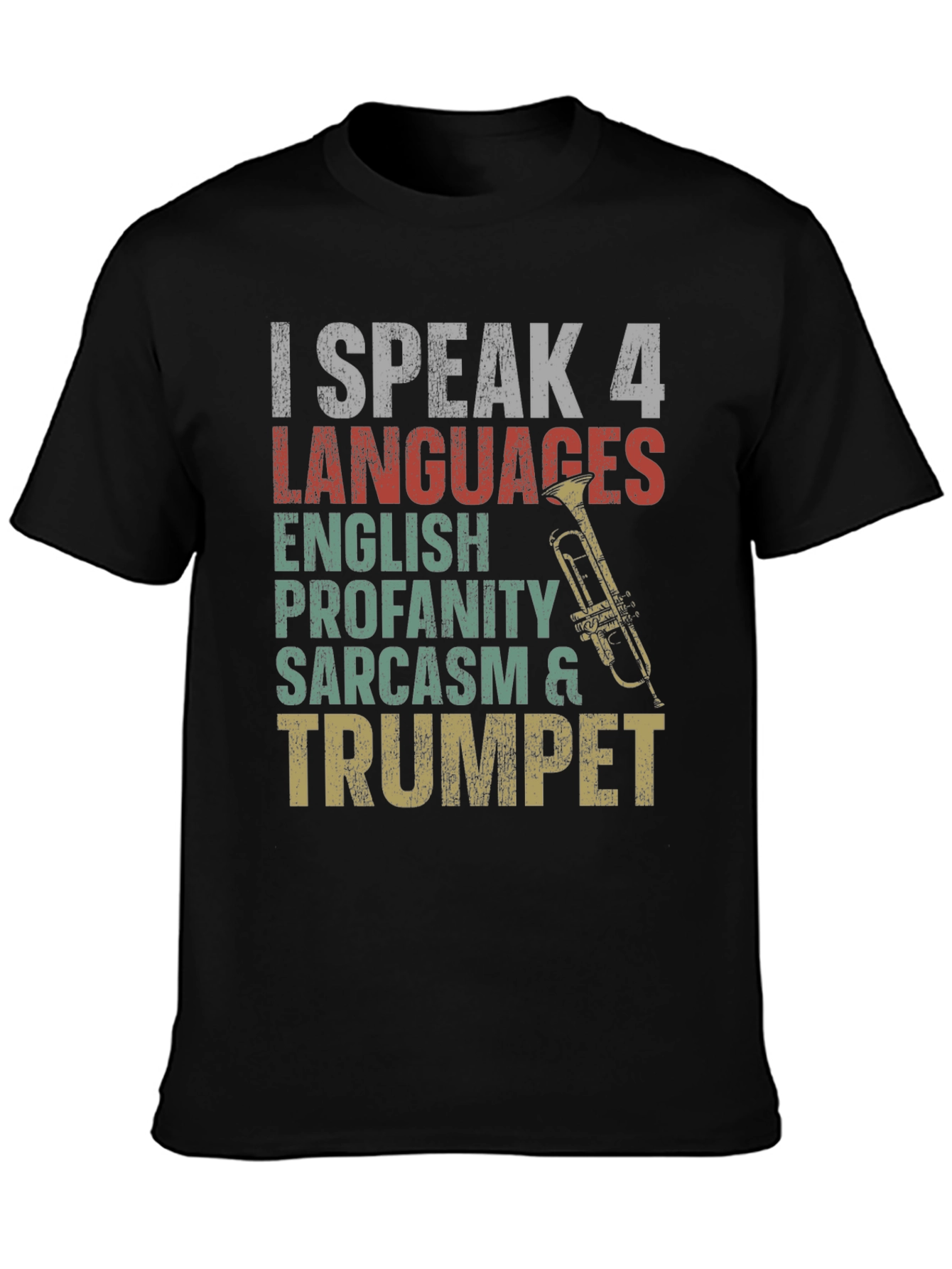 I Speak 4 Languages Trumpet Graphic Tee