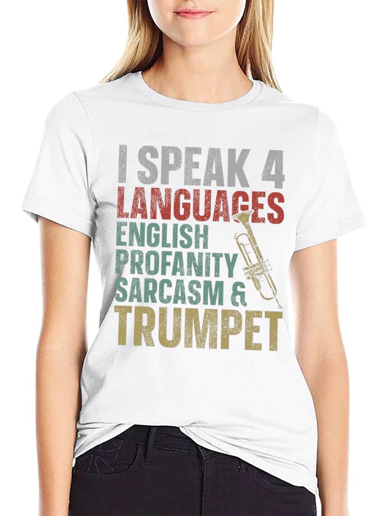 I Speak 4 Languages Trumpet Graphic Tee