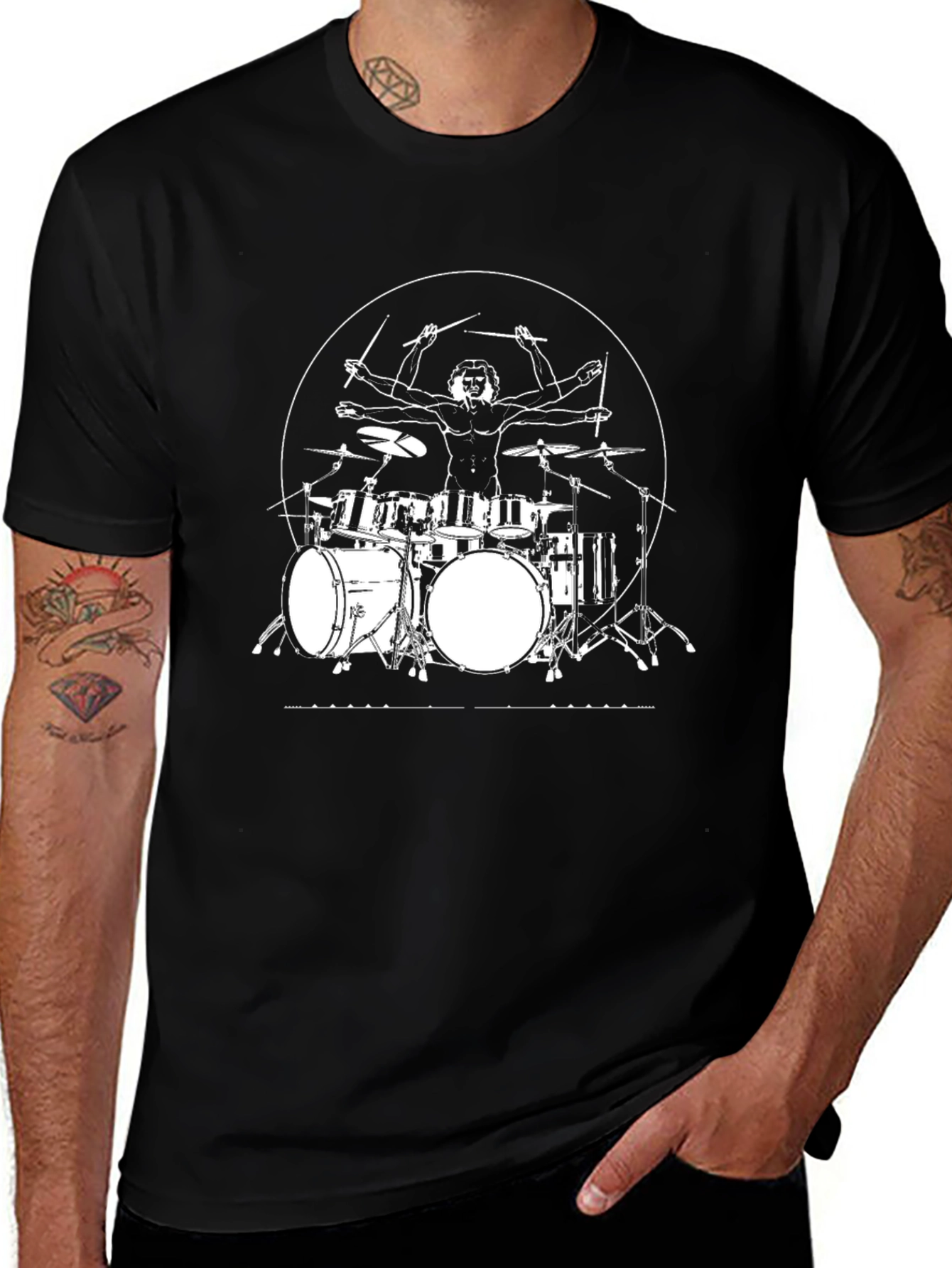 Drummer Man T-Shirt - Vitruvian Drummer