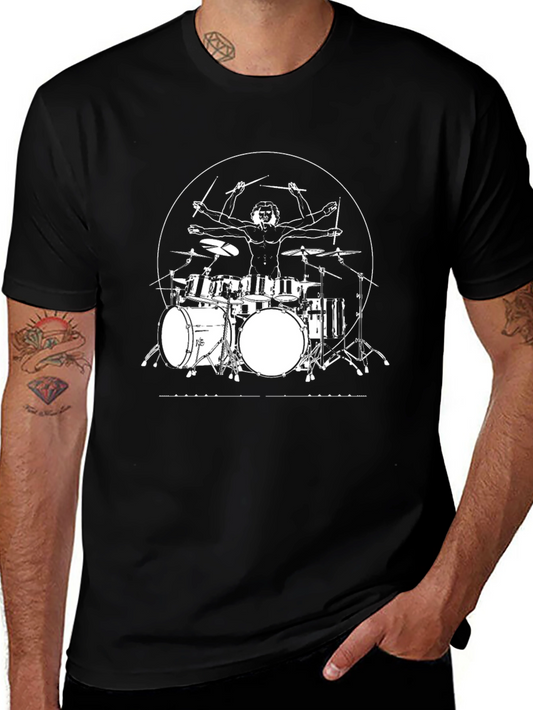 Drummer Man T-Shirt - Vitruvian Drummer