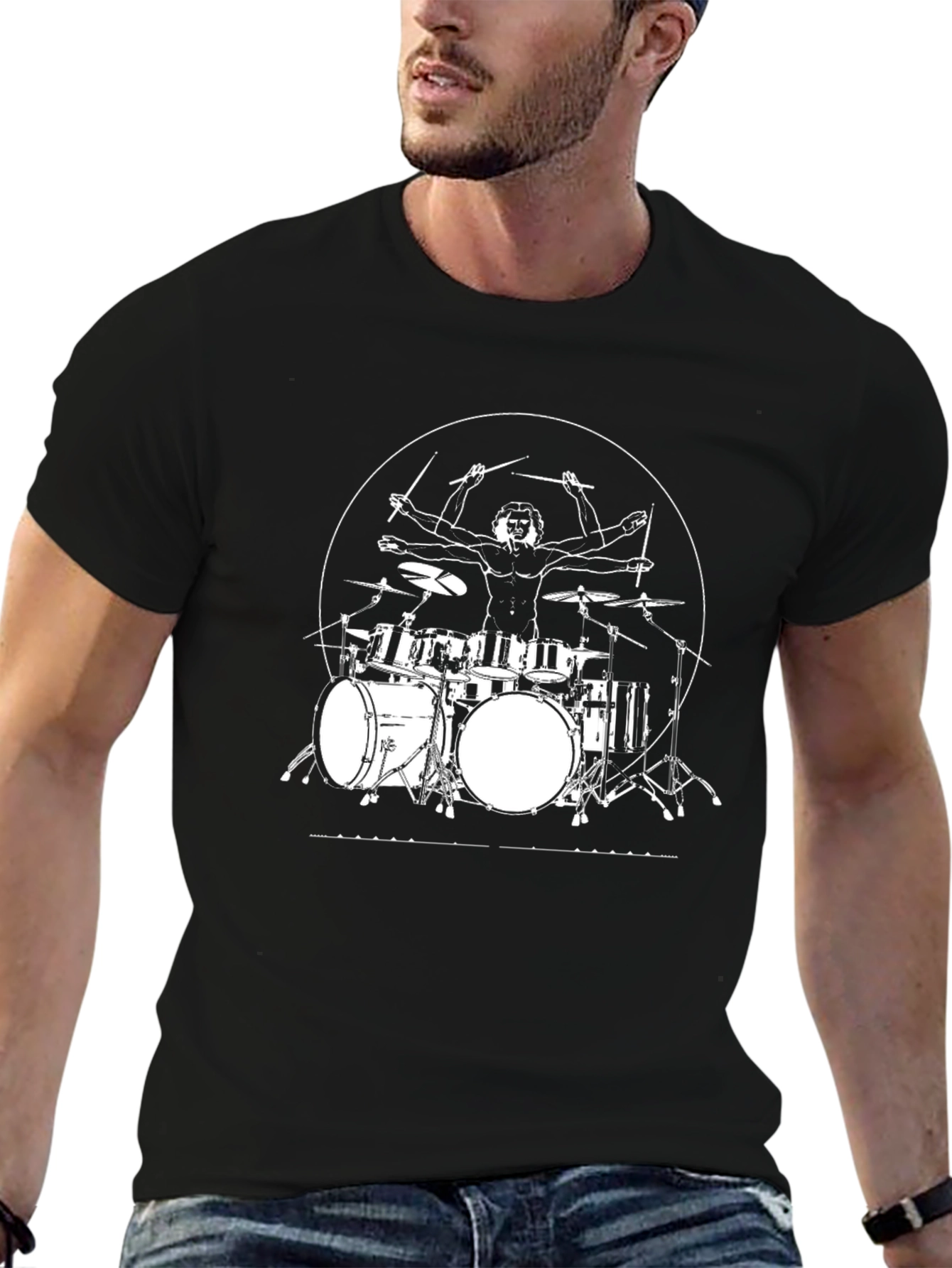 Drummer Man T-Shirt - Vitruvian Drummer