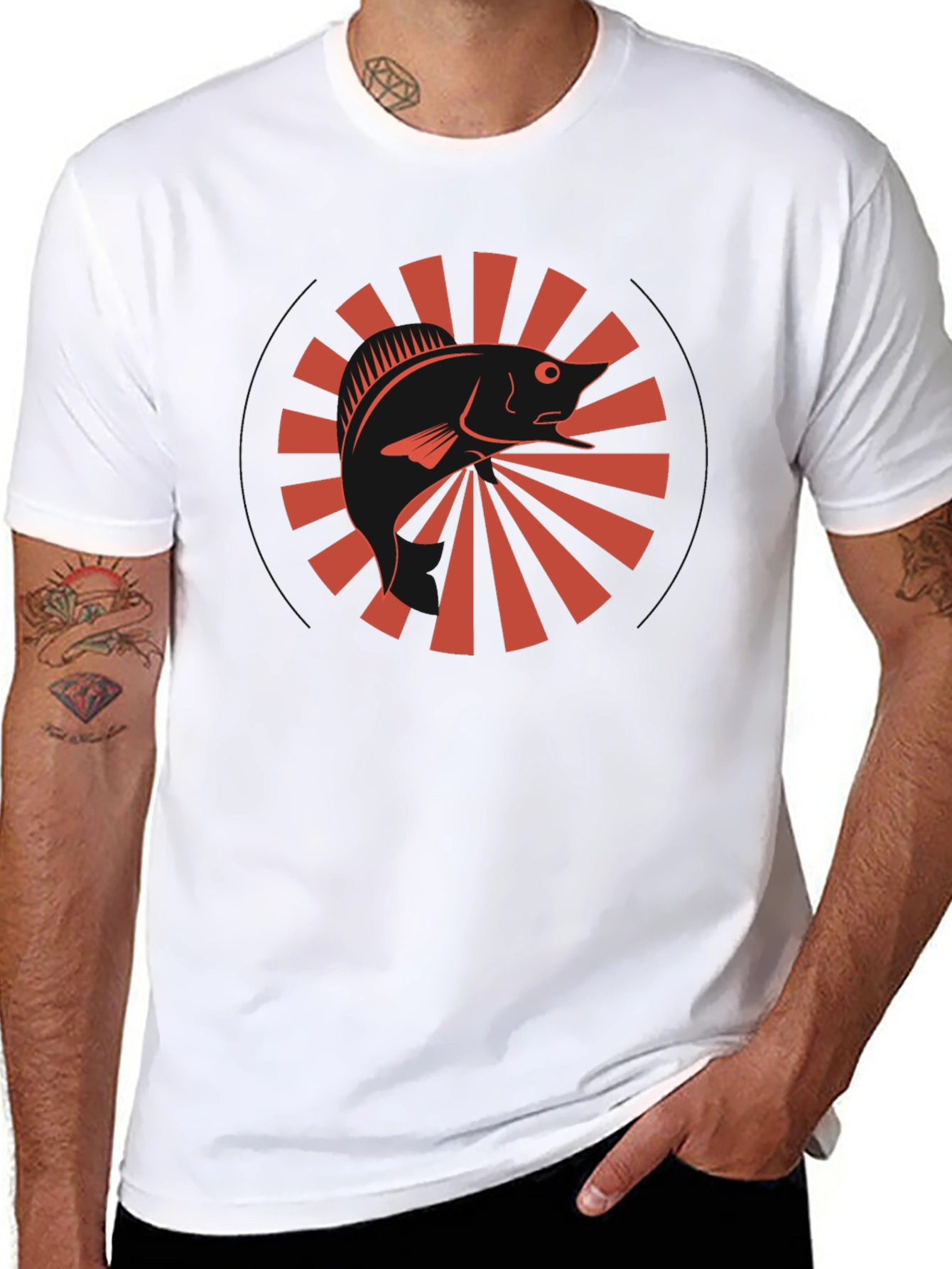 Sunburst Fish Graphic Tee - Stylish Comfort