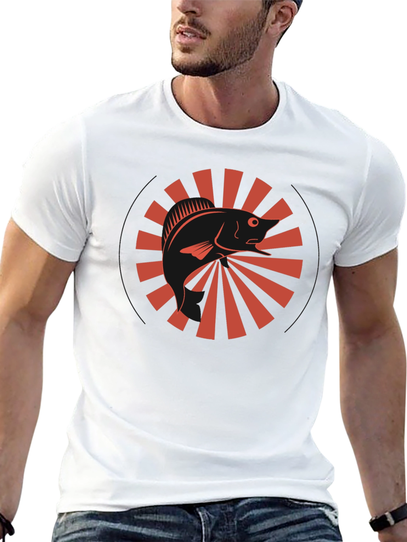 Sunburst Fish Graphic Tee - Stylish Comfort