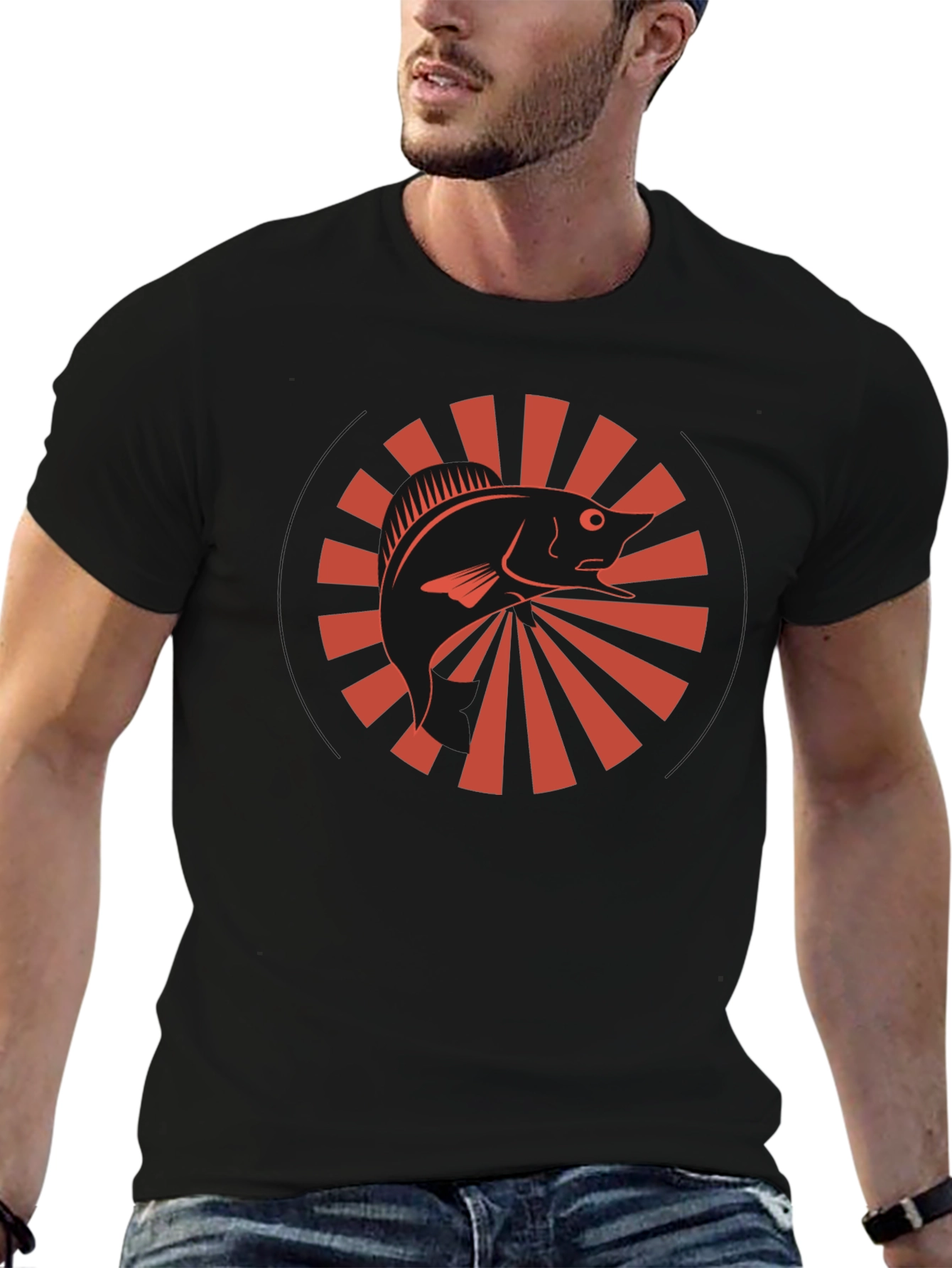 Sunburst Fish Graphic Tee - Stylish Comfort