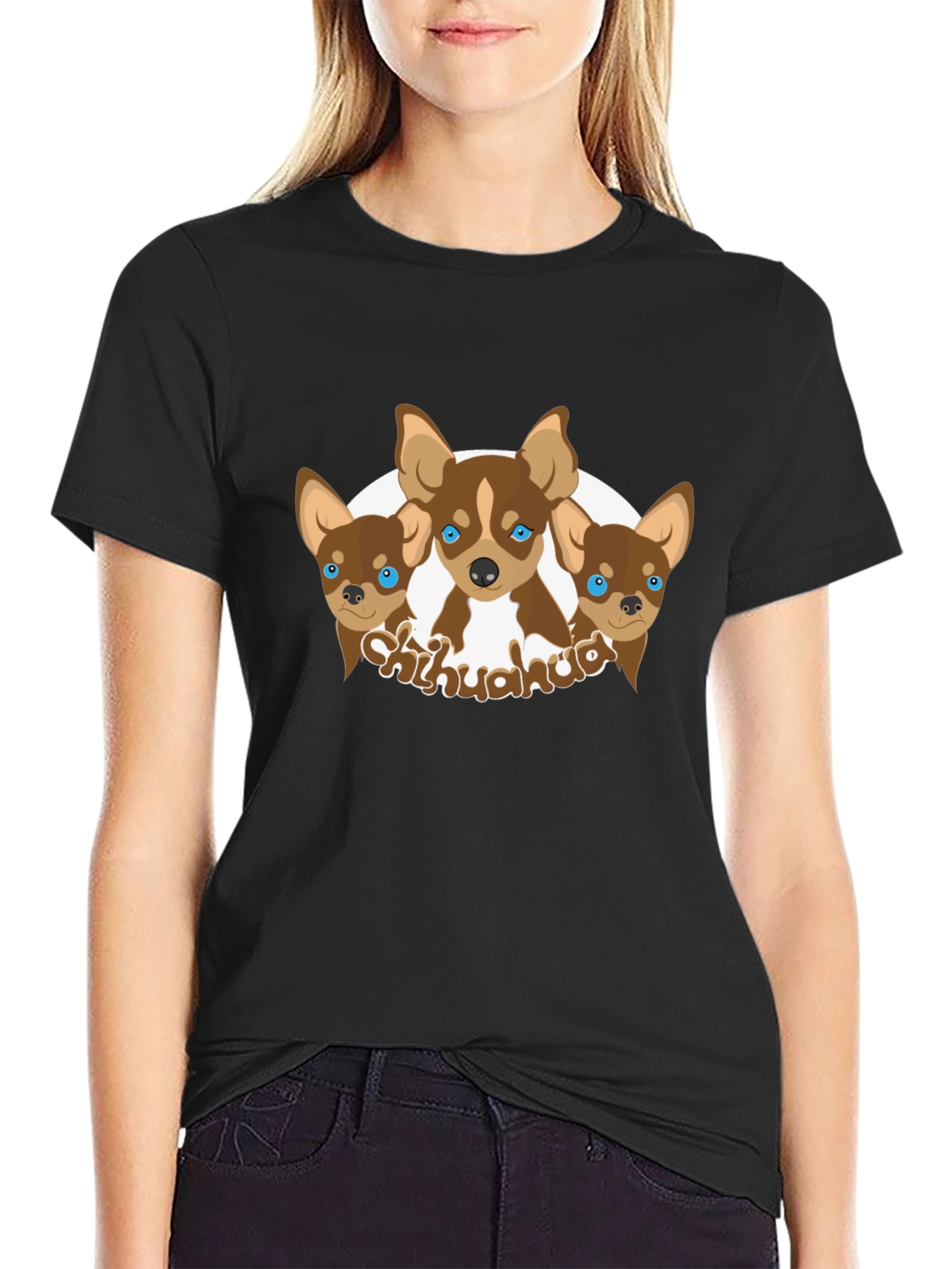 Chihuahua Dog Graphic Black T-Shirt
