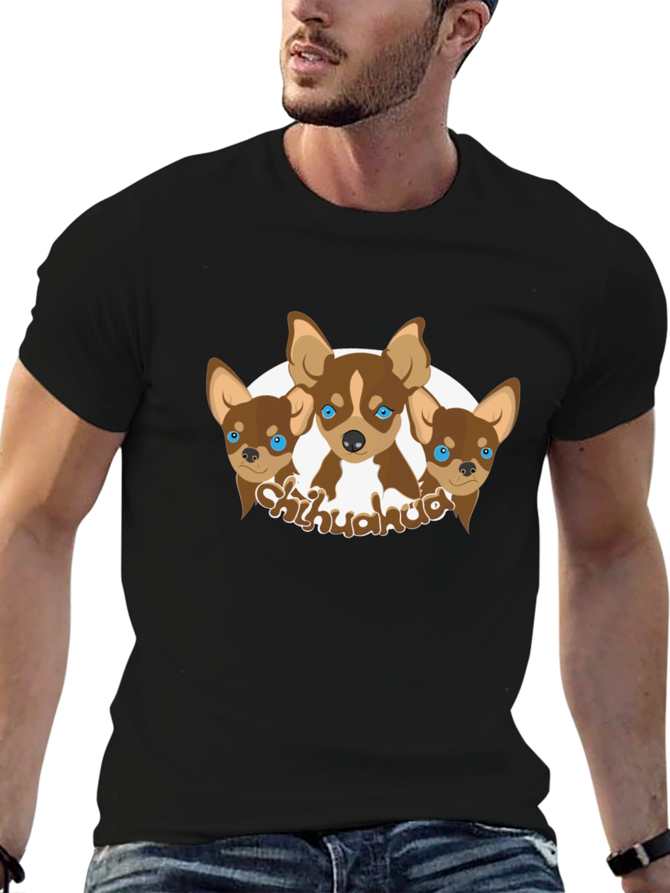 Chihuahua Dog Graphic Black T-Shirt