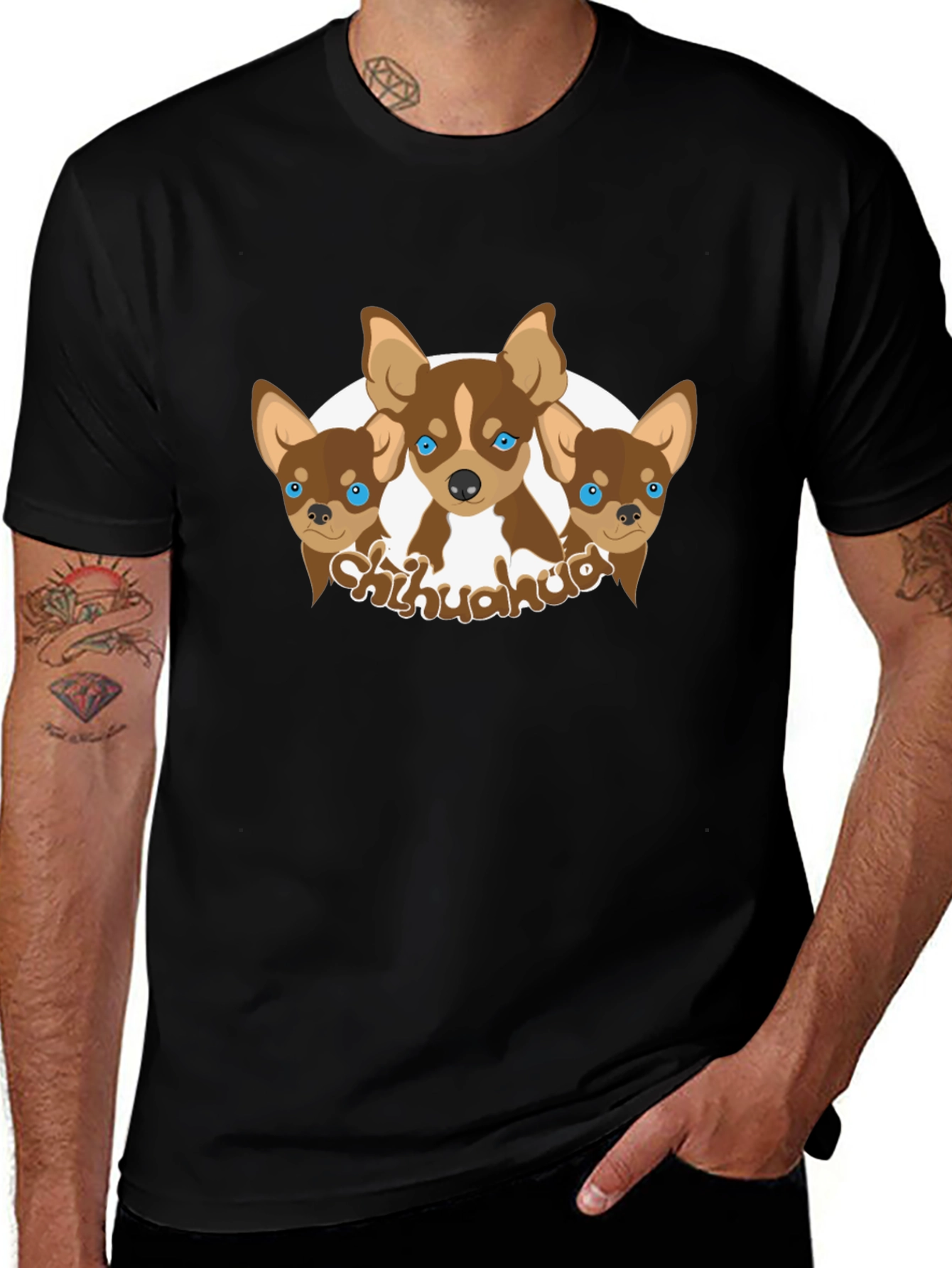 Chihuahua Dog Graphic Black T-Shirt