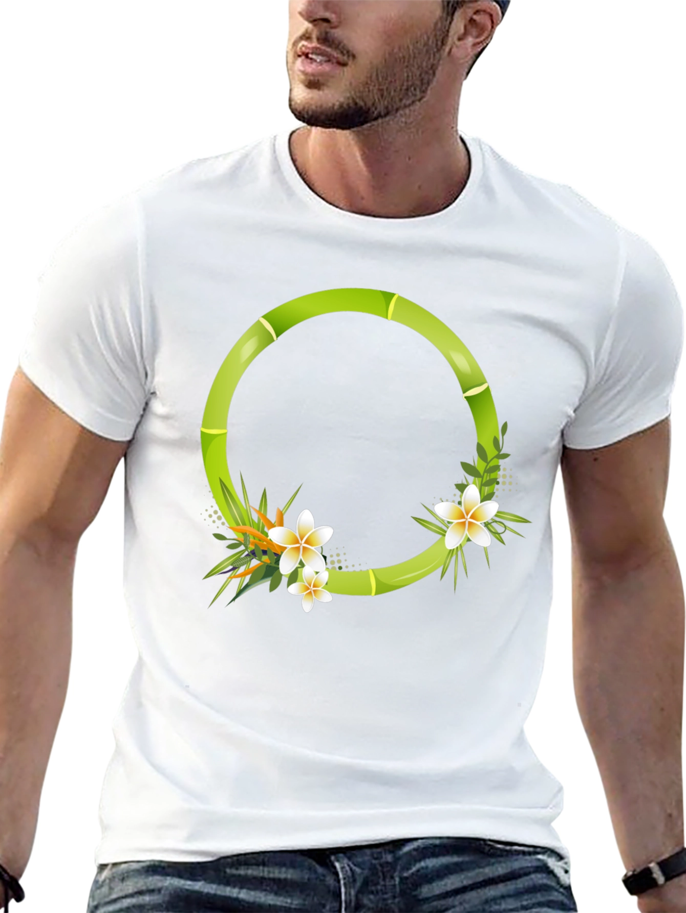 Bamboo Floral Circle Graphic T-Shirt