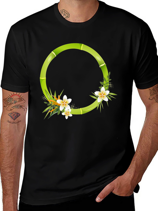 Bamboo Floral Circle Graphic T-Shirt