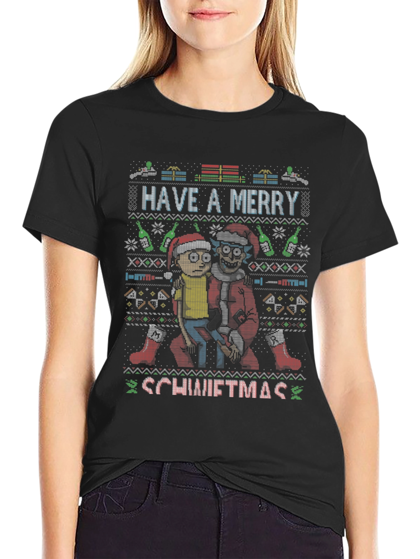 Rick and Morty Schwiiftmas Ugly Christmas T-Shirt