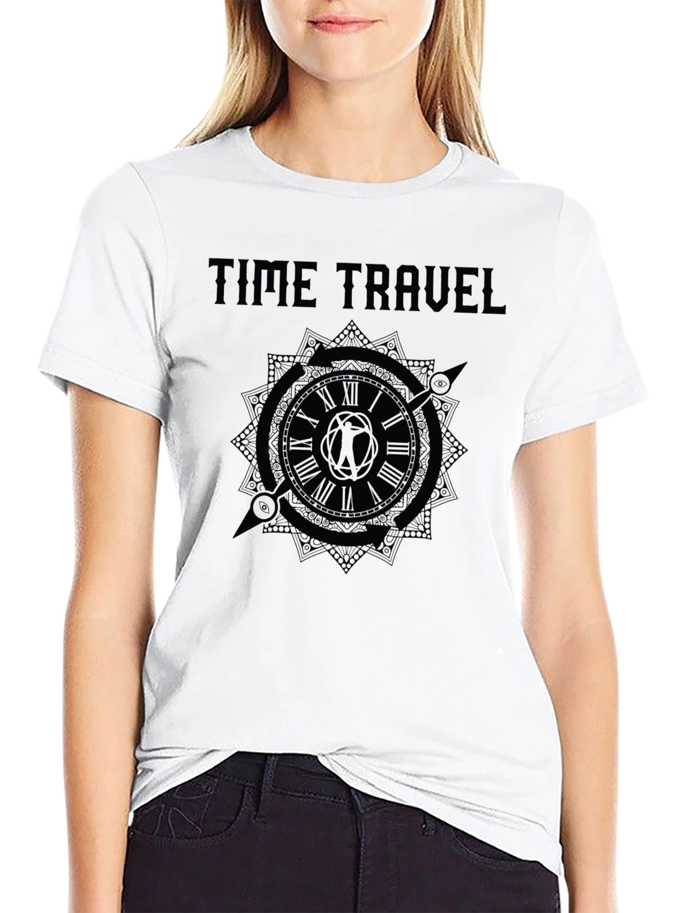 Time Travel Graphic Black T-Shirt