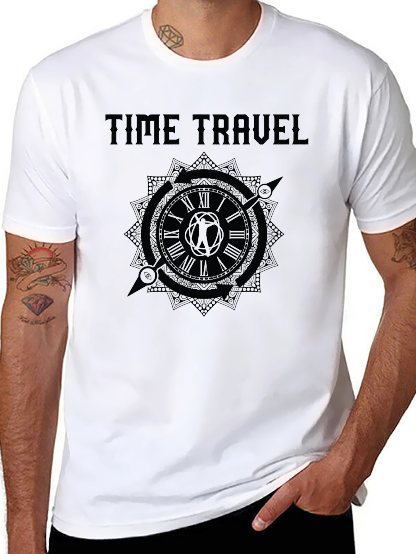 Time Travel Graphic Black T-Shirt