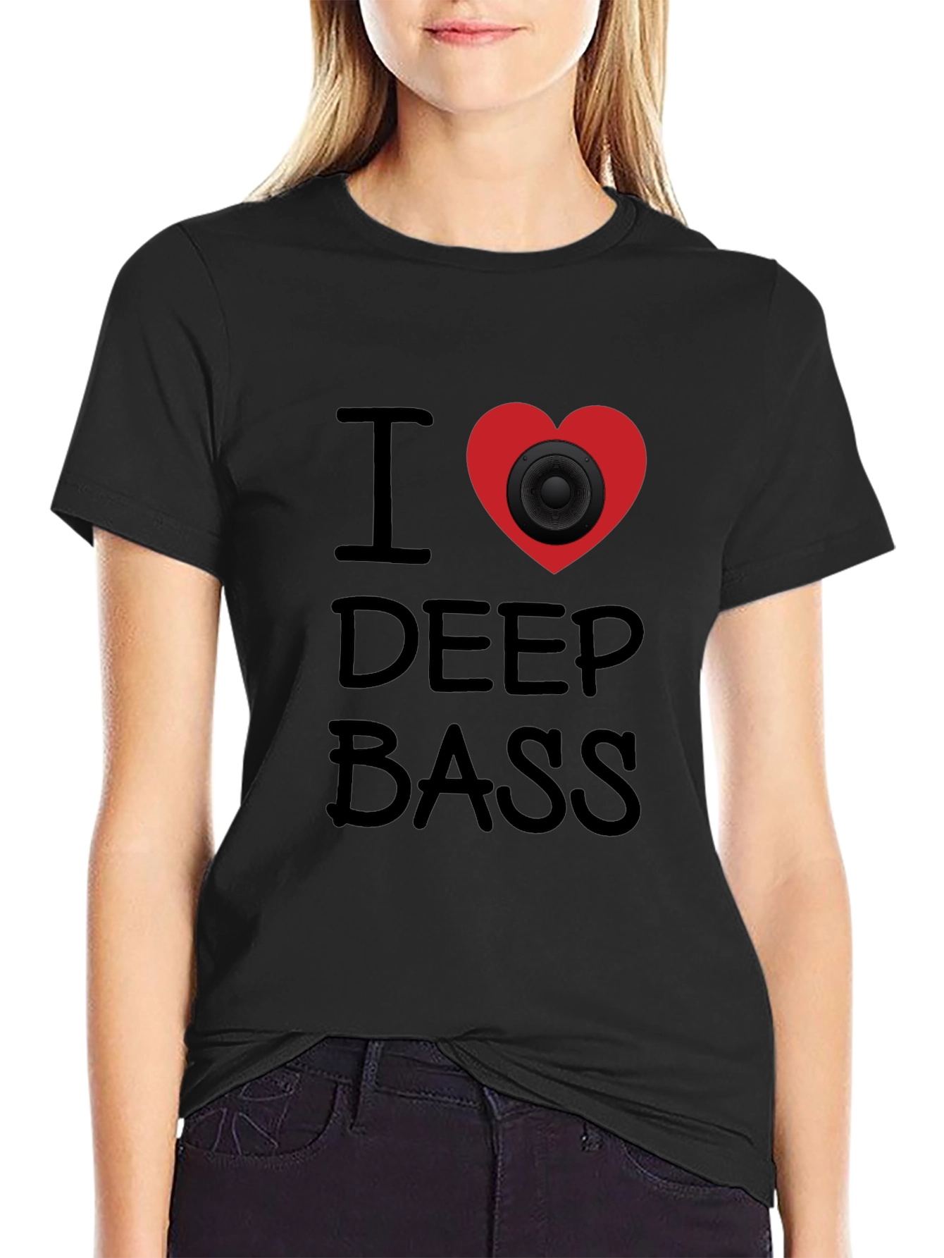 I Love Deep Bass Black Graphic Tee