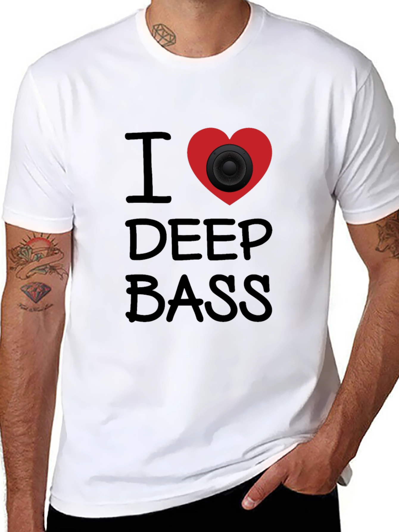 I Love Deep Bass Black Graphic Tee