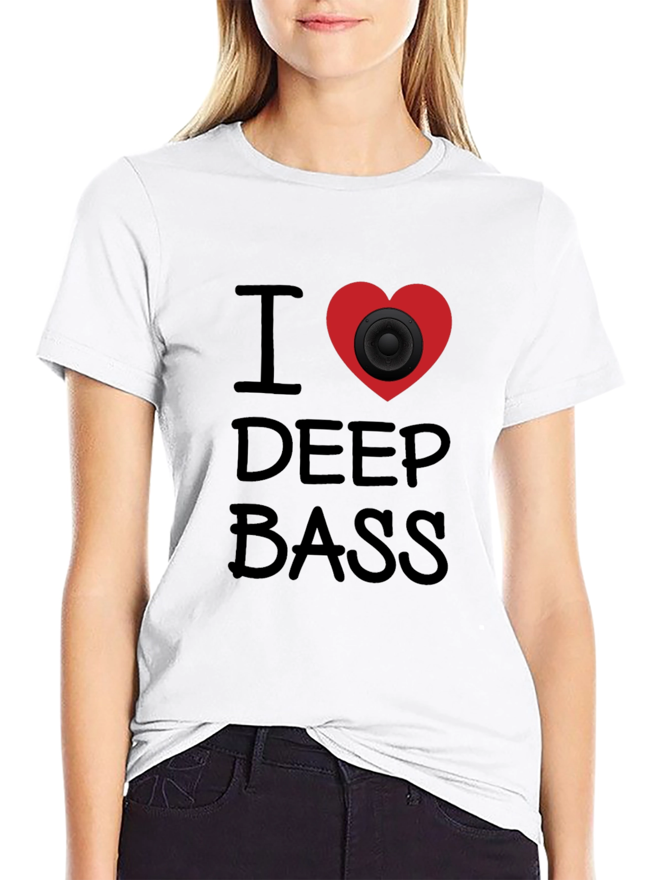 I Love Deep Bass Black Graphic Tee