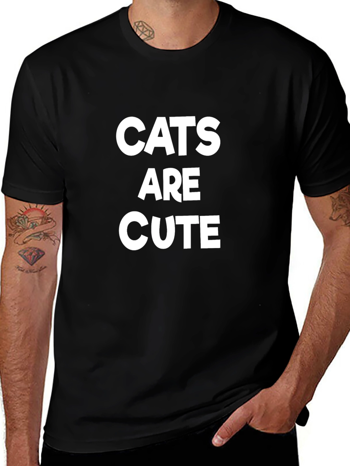 Cats are Cute Graphic T-Shirt - Black