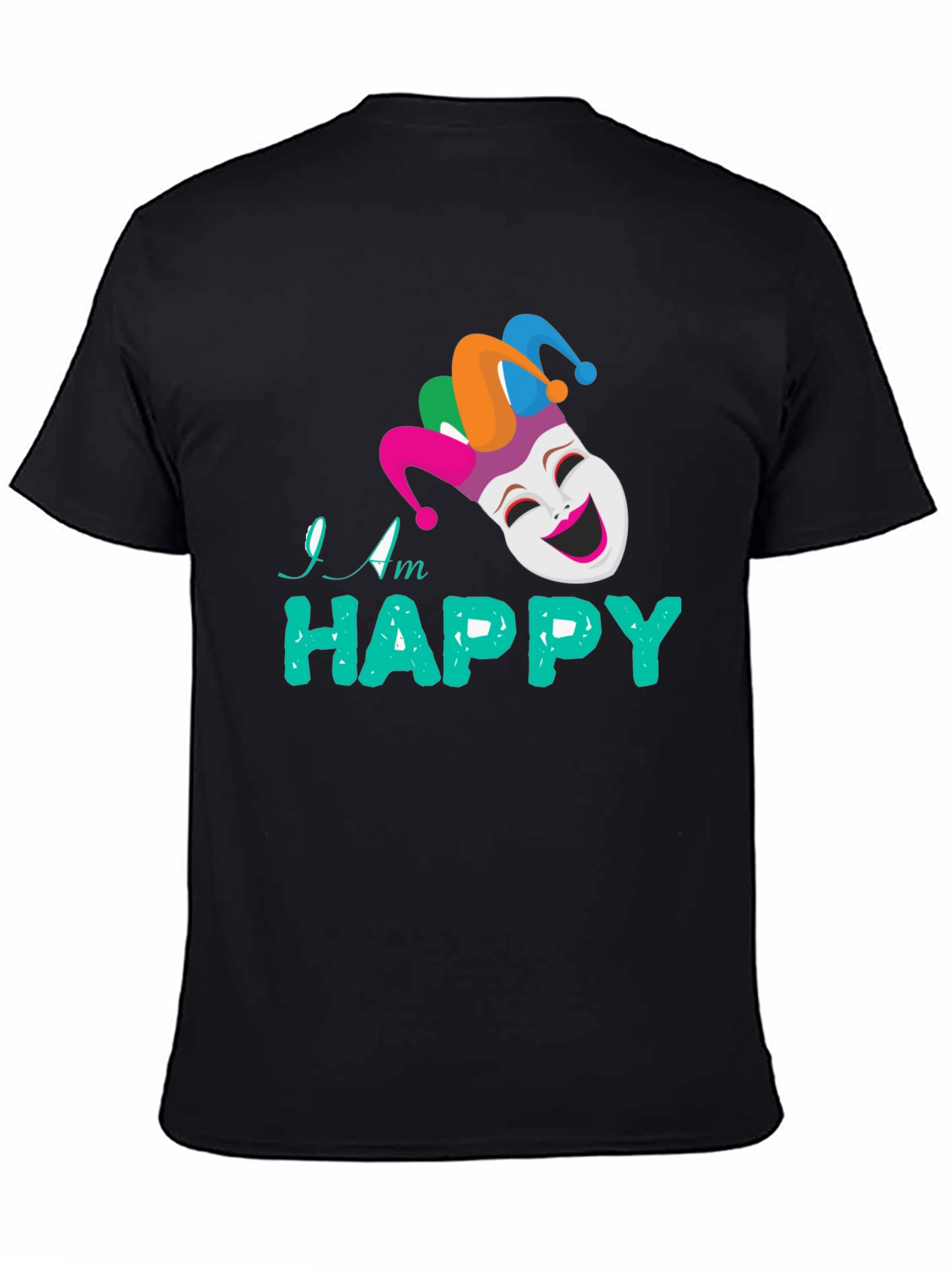 Happy Jester Graphic Tee - Black Cotton Blend